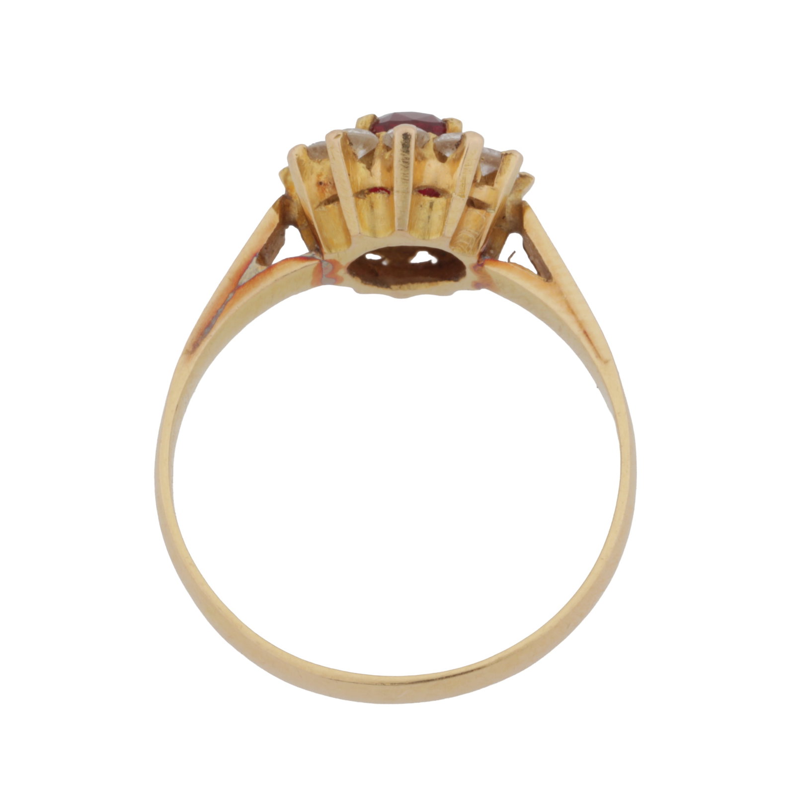 A ruby and diamond cluster ring Yellow metal - 3