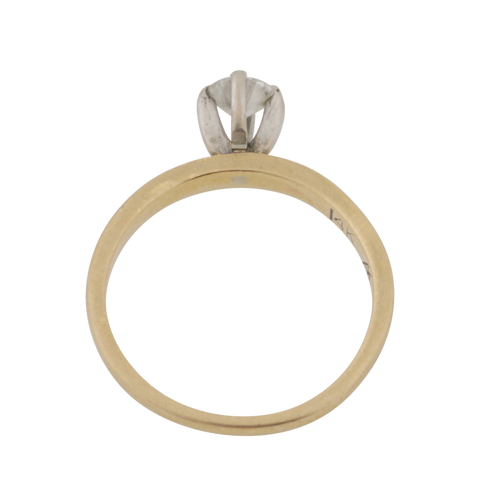 A diamond single stone ring Yellow and white metal - 3
