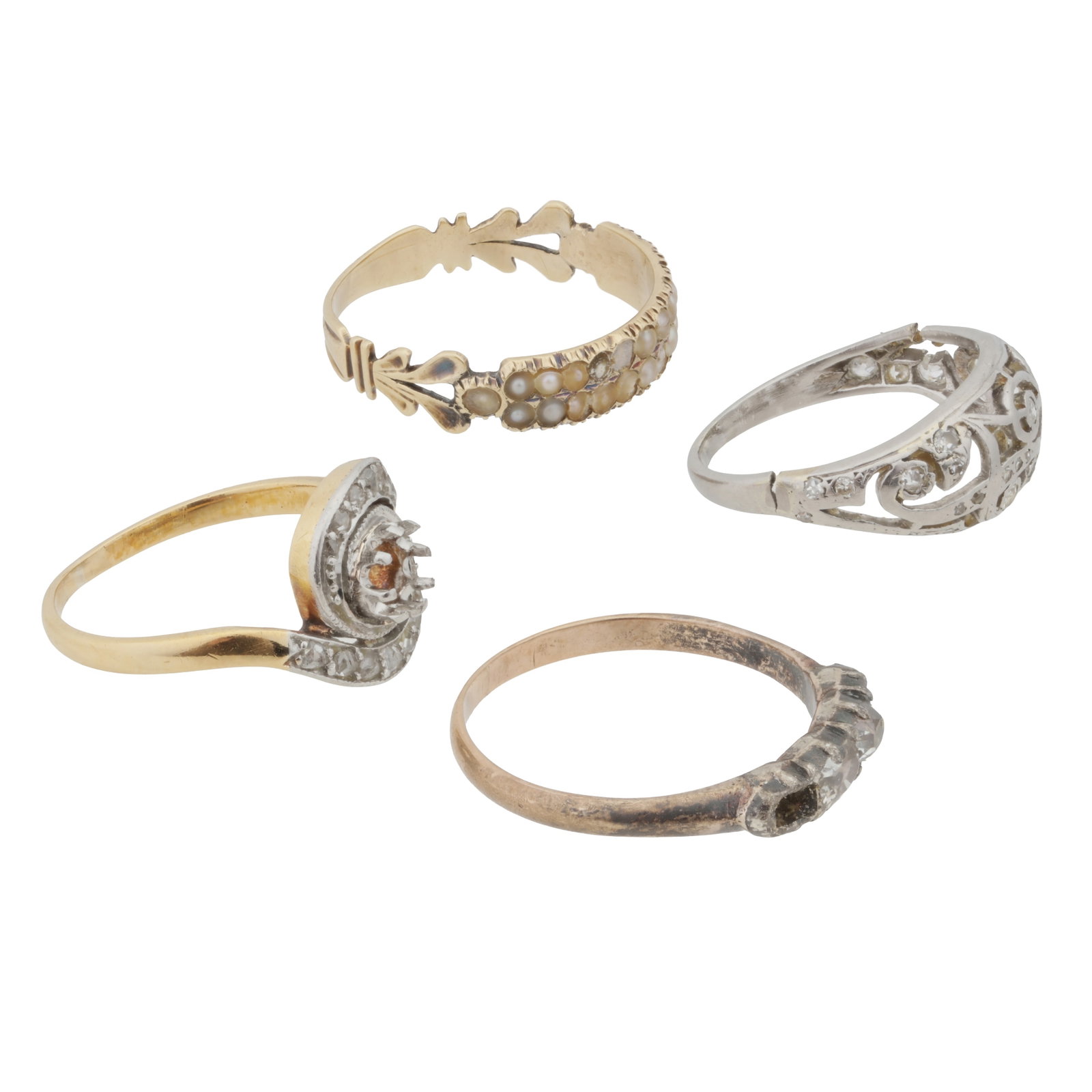 Four gem-set rings Yellow and white metal - 2