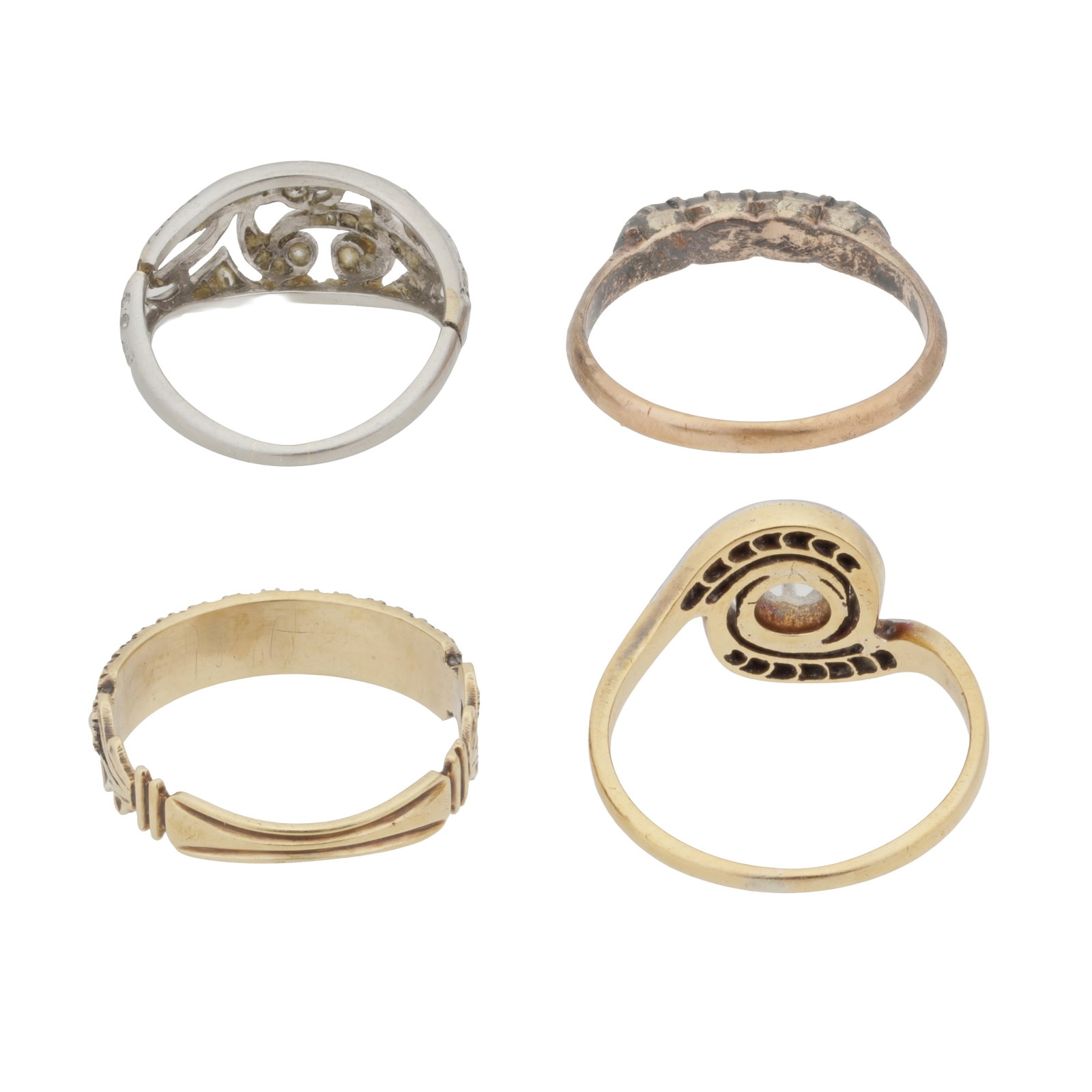 Four gem-set rings Yellow and white metal - 3