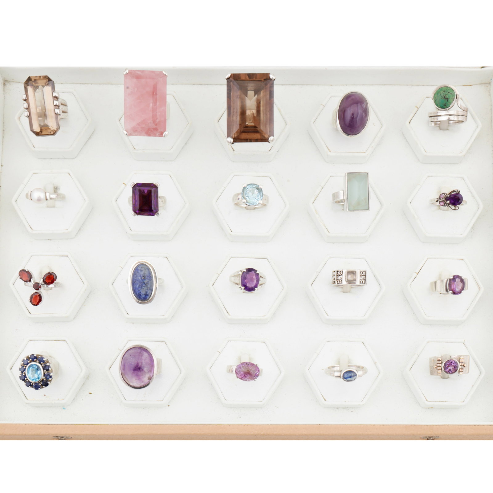 A boxed collection of gem set rings - 2