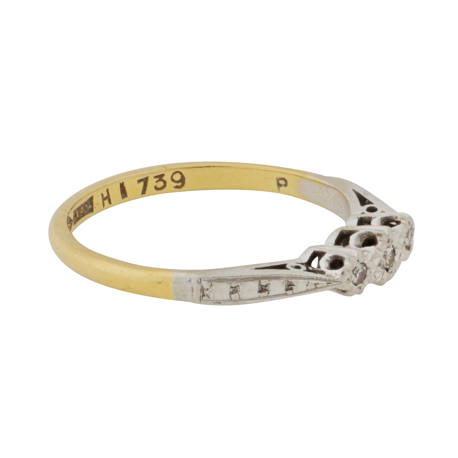 A diamond three stone ring Yellow and white metal - 2