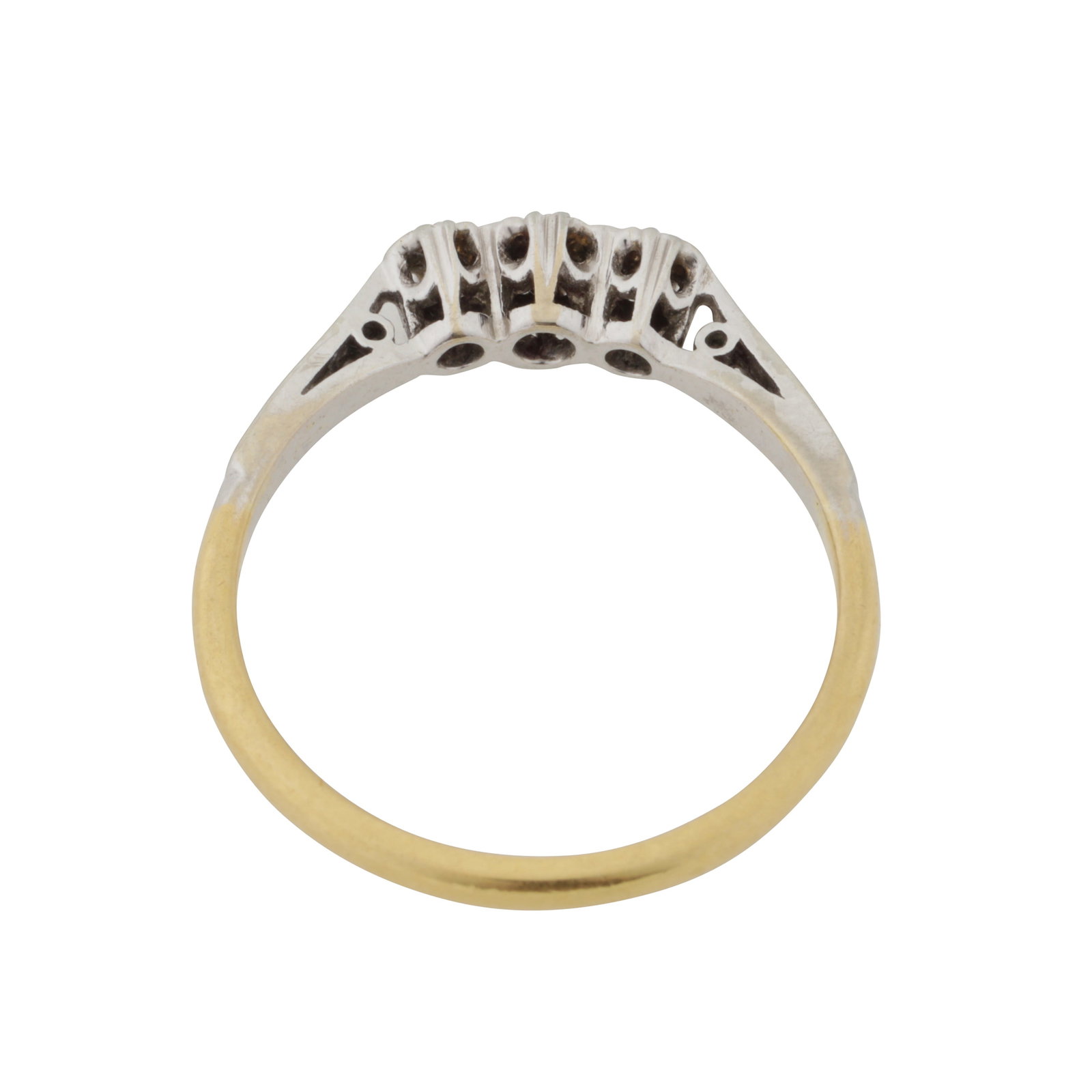A diamond three stone ring Yellow and white metal - 3