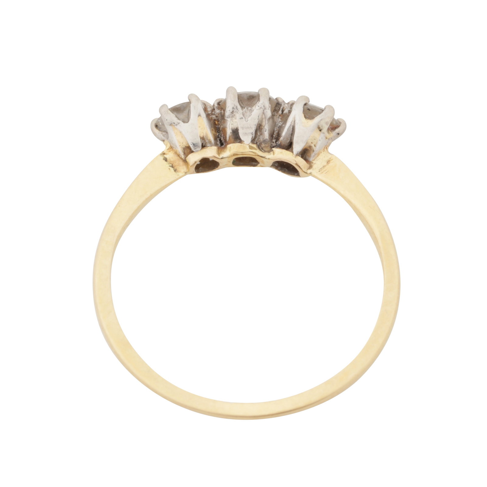 A diamond three stone ring Yellow and white metal - 3