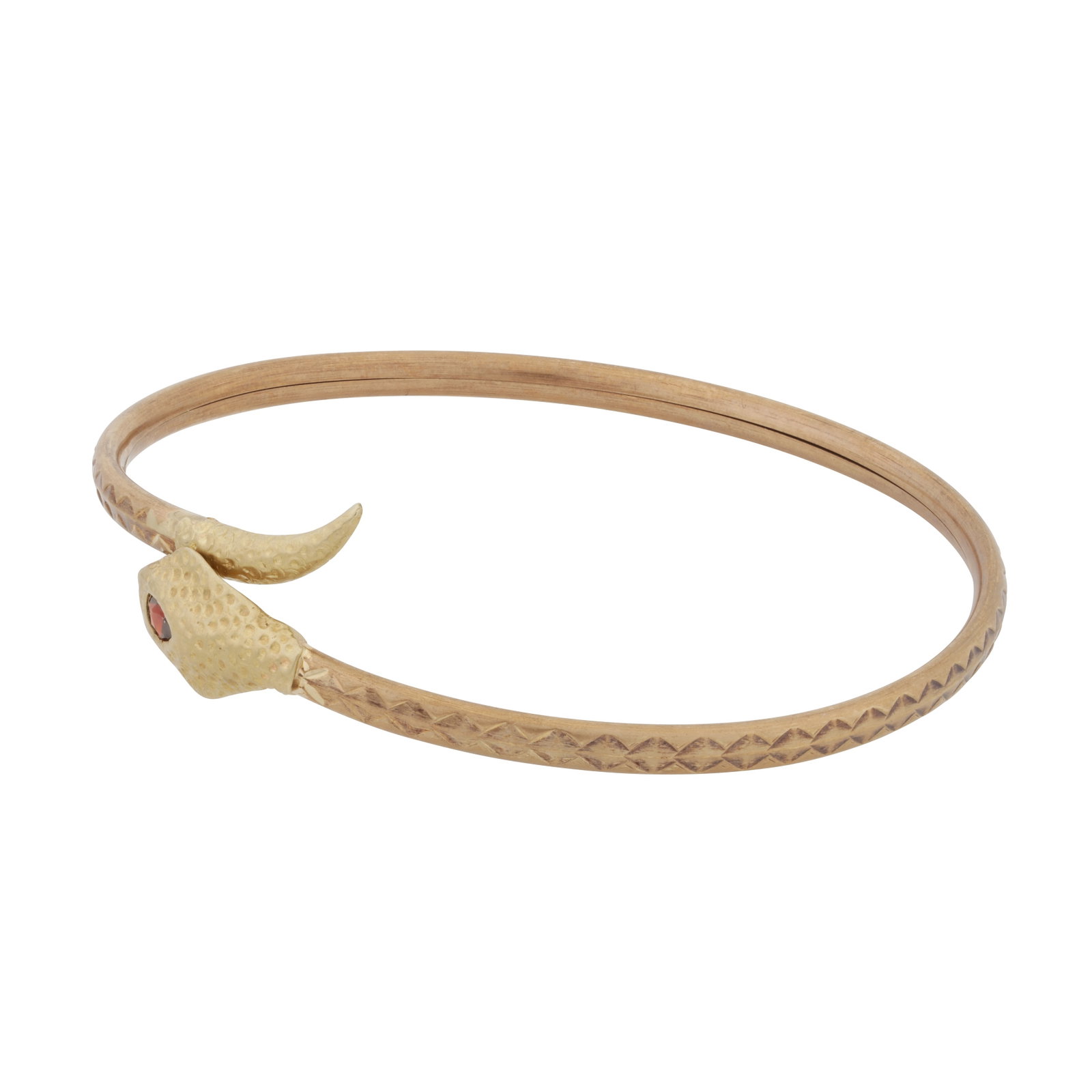 A garnet snake bangle 9ct yellow gold - 2