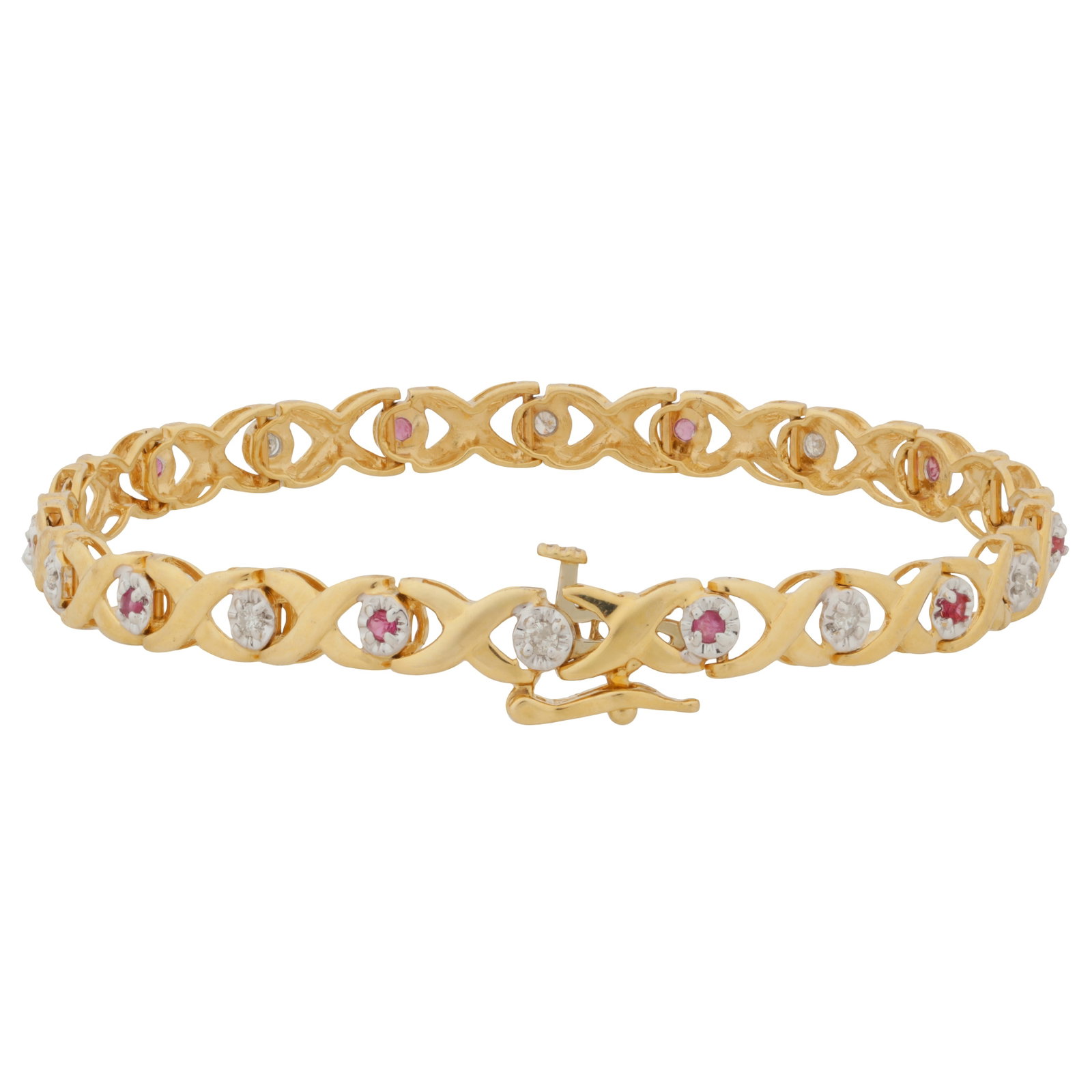 A ruby and diamond bracelet Yellow and white metal - 2