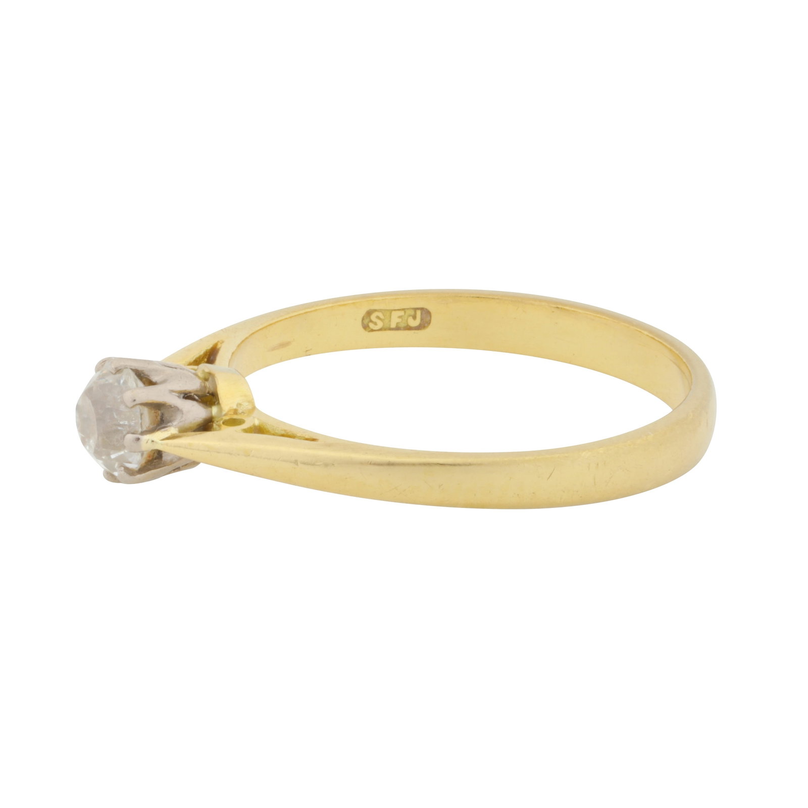 A single stone diamond ring, circa 1990 18 carat yellow and white gold - 3