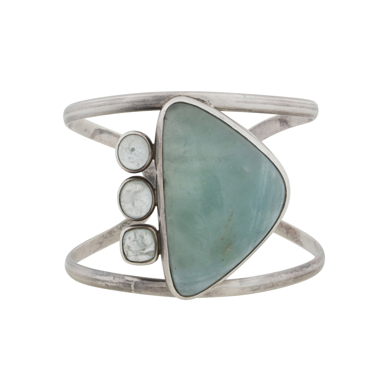 An aquamarine and rock crystal cuff bangle (1 of 2)