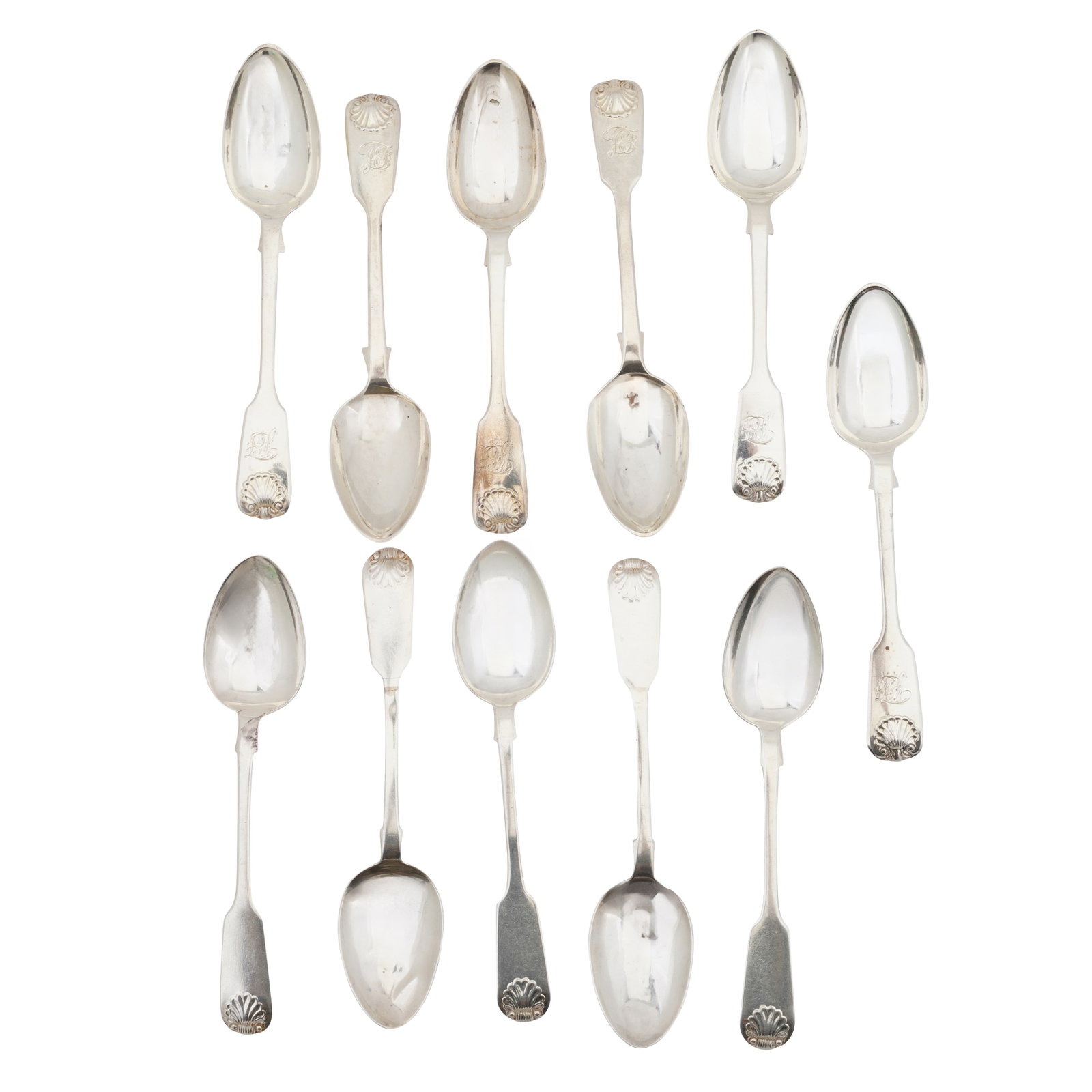 Newcastle 1864 by John Walton Newcastle 1864 by John Walton: Newcastle 1864 by John Walton Newcastle 1864 by John Walton Fiddle and shell pattern. Together with five further Newcastle teaspoons. (11) Weight - 213 grams / 6.85 ozt