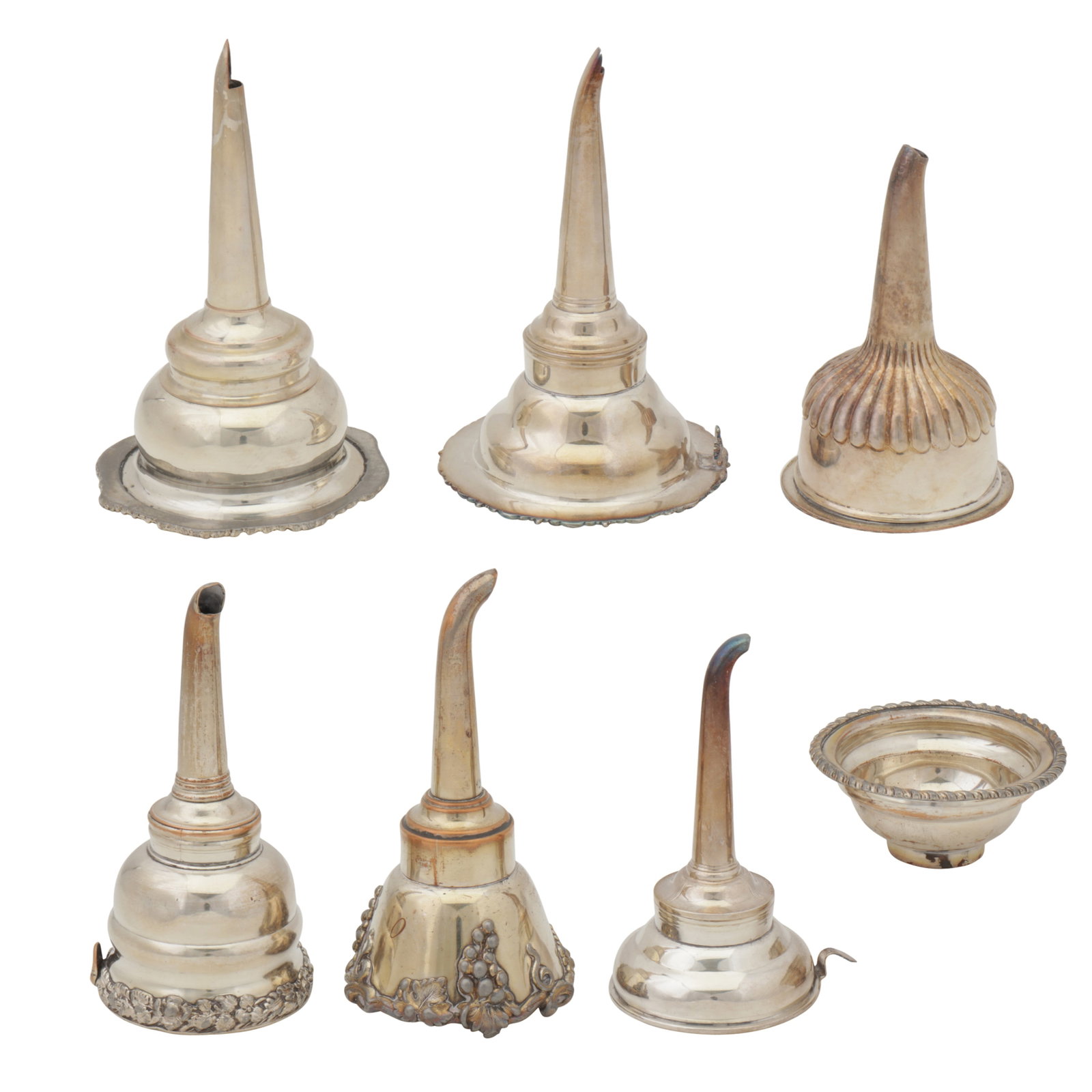 A group of George III – Victorian Old Sheffield Silver plate wine funnels (1 of 1)