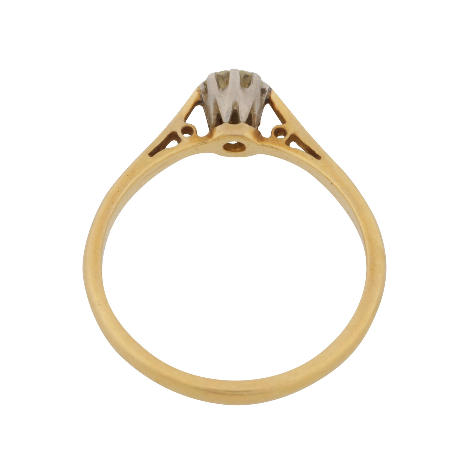 A single stone diamond ring Yellow and white metal - 3