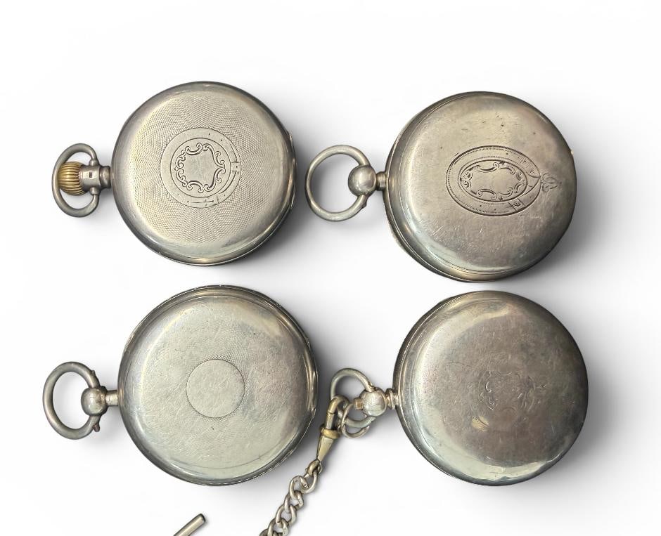 Four Antique Pocket Watches Hallmarked Silver - 2