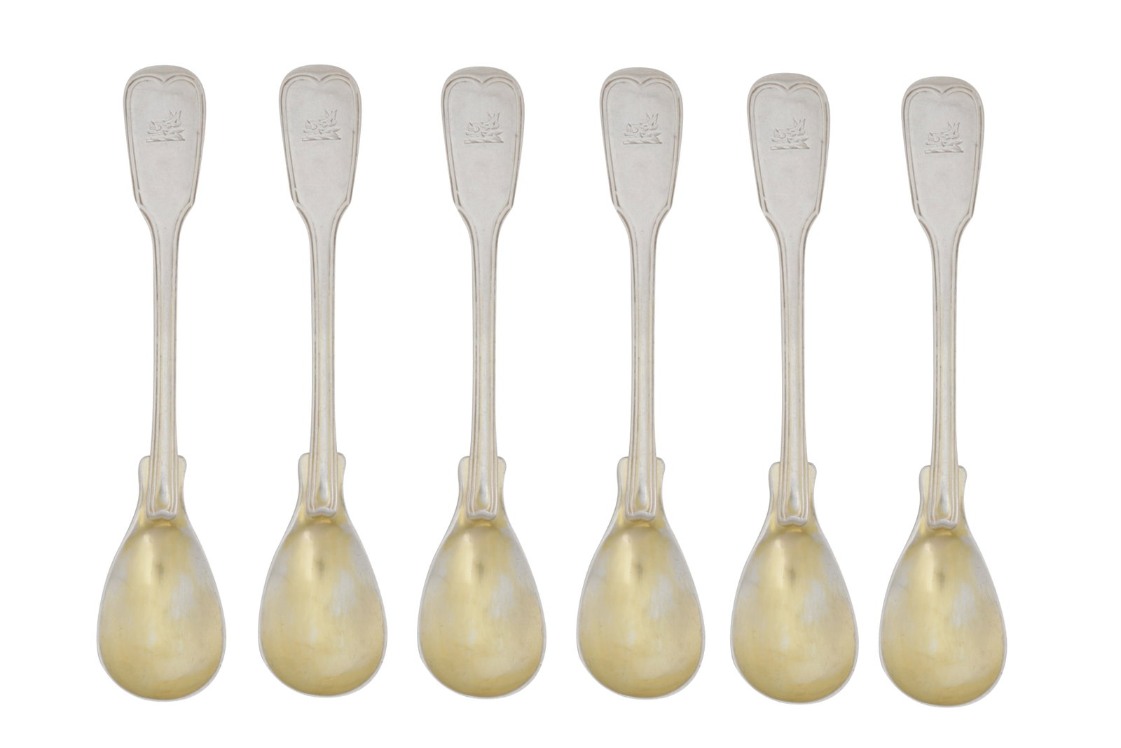 A set of six George III sterling silver egg spoons, London 1814 by Paul Storr (1771 - 1844, reg. 12t (1 of 4)