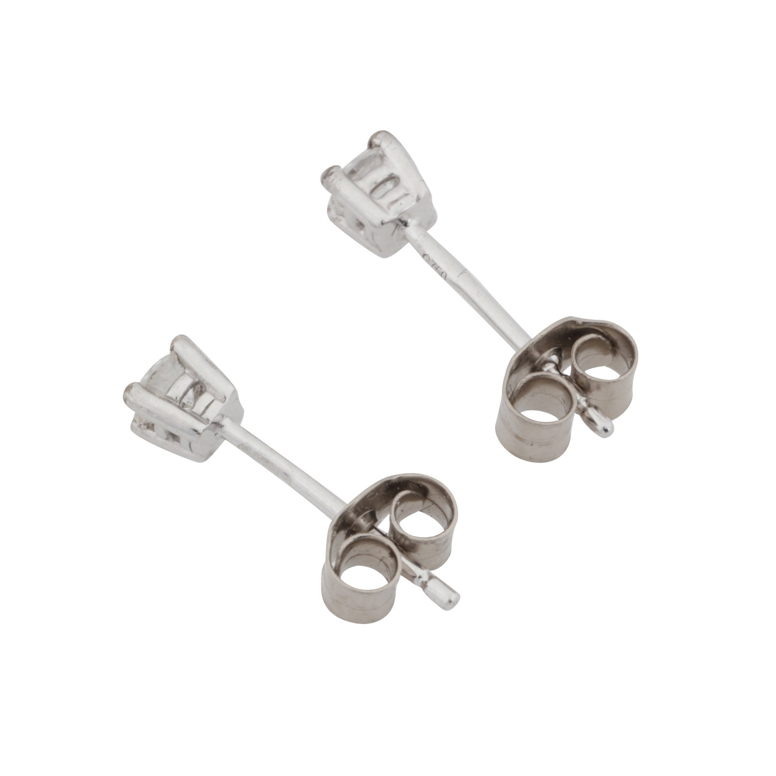 A pair of diamond stud earrings 18ct white gold - 2