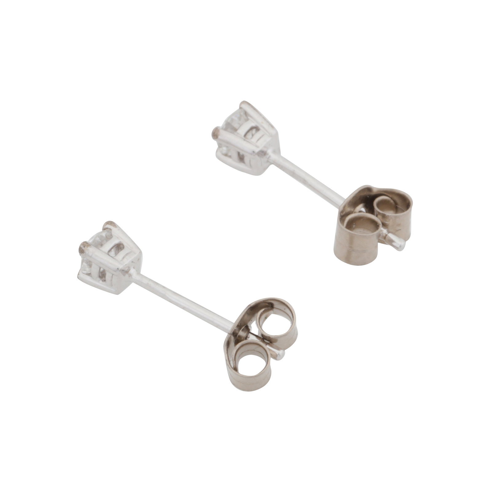 A pair of diamond stud earrings 18ct white gold - 2