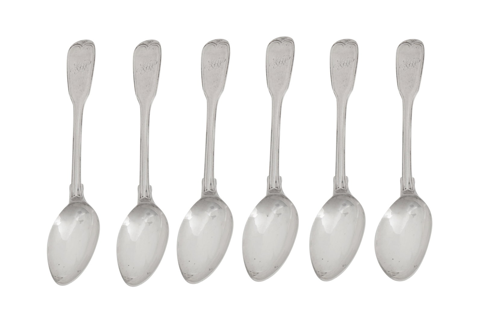 A set of six George III sterling silver teaspoons, London 1815 by Paul Storr (1771 - 1844, reg. 12th (1 of 4)