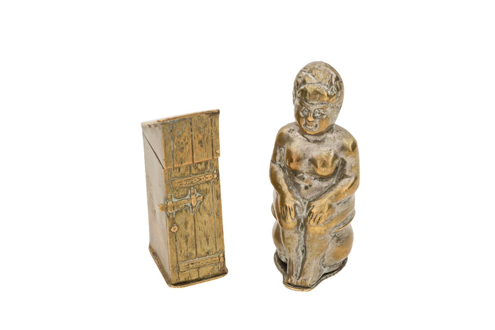 Two early 20th century base metal novelty vesta cases (1 of 1)
