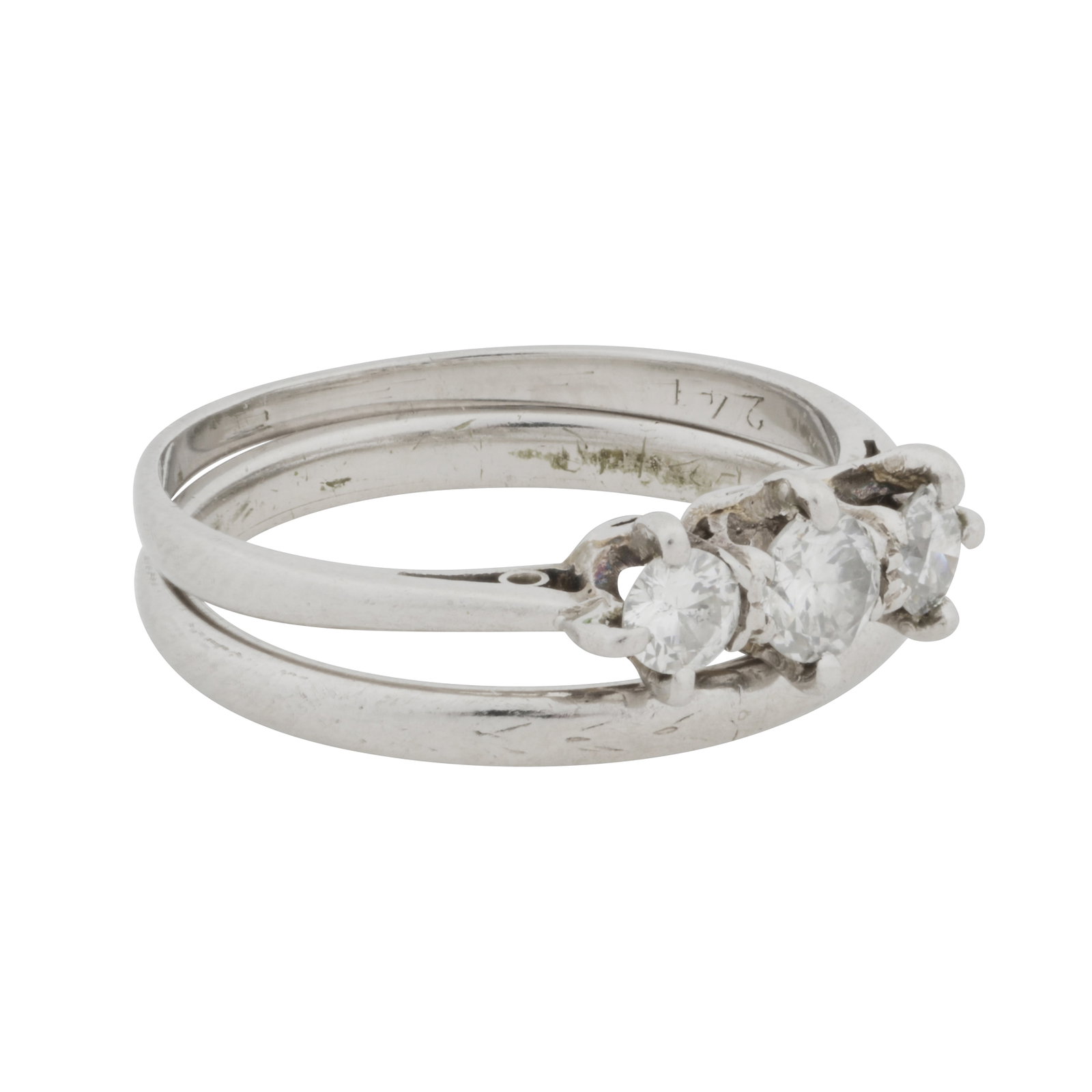 A diamond bridal ring set White metal - 2