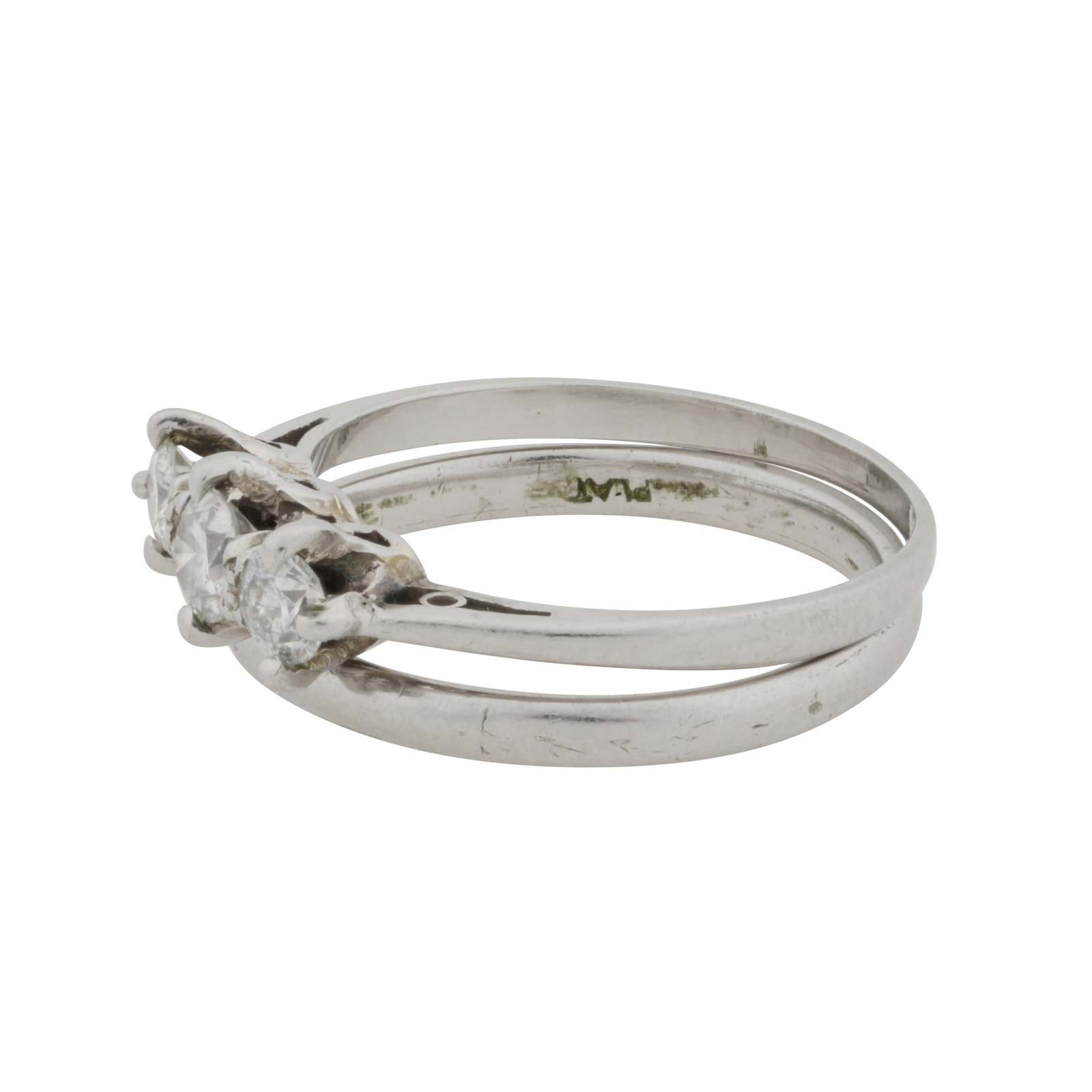 A diamond bridal ring set White metal - 3