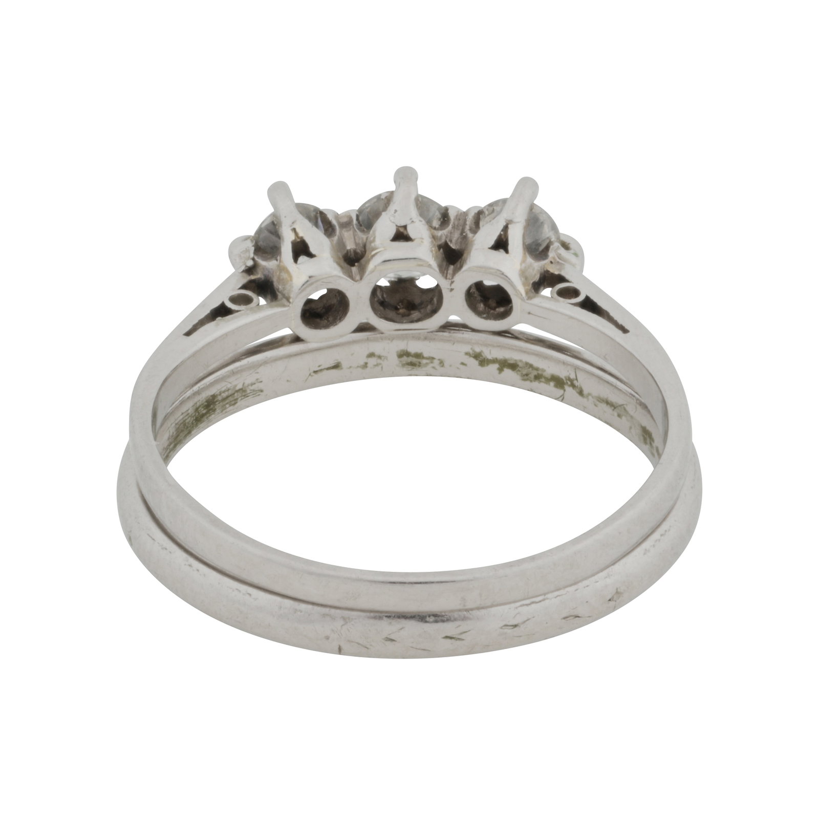 A diamond bridal ring set White metal - 4