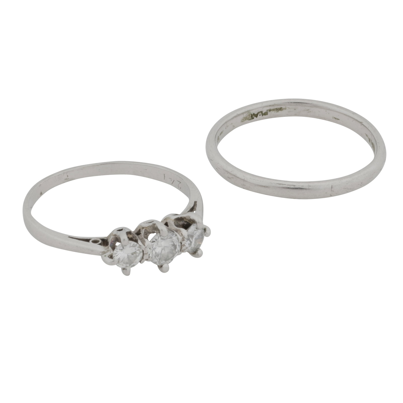 A diamond bridal ring set White metal - 5
