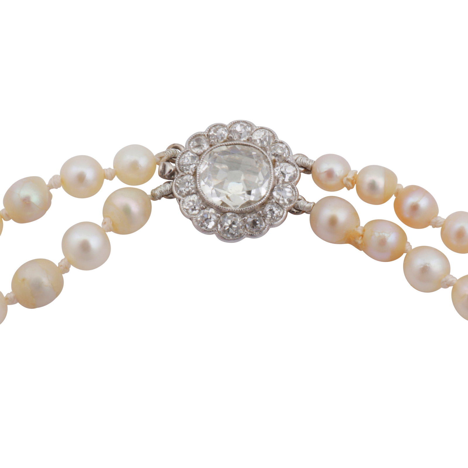 A pearl and diamond necklace White metal - 2