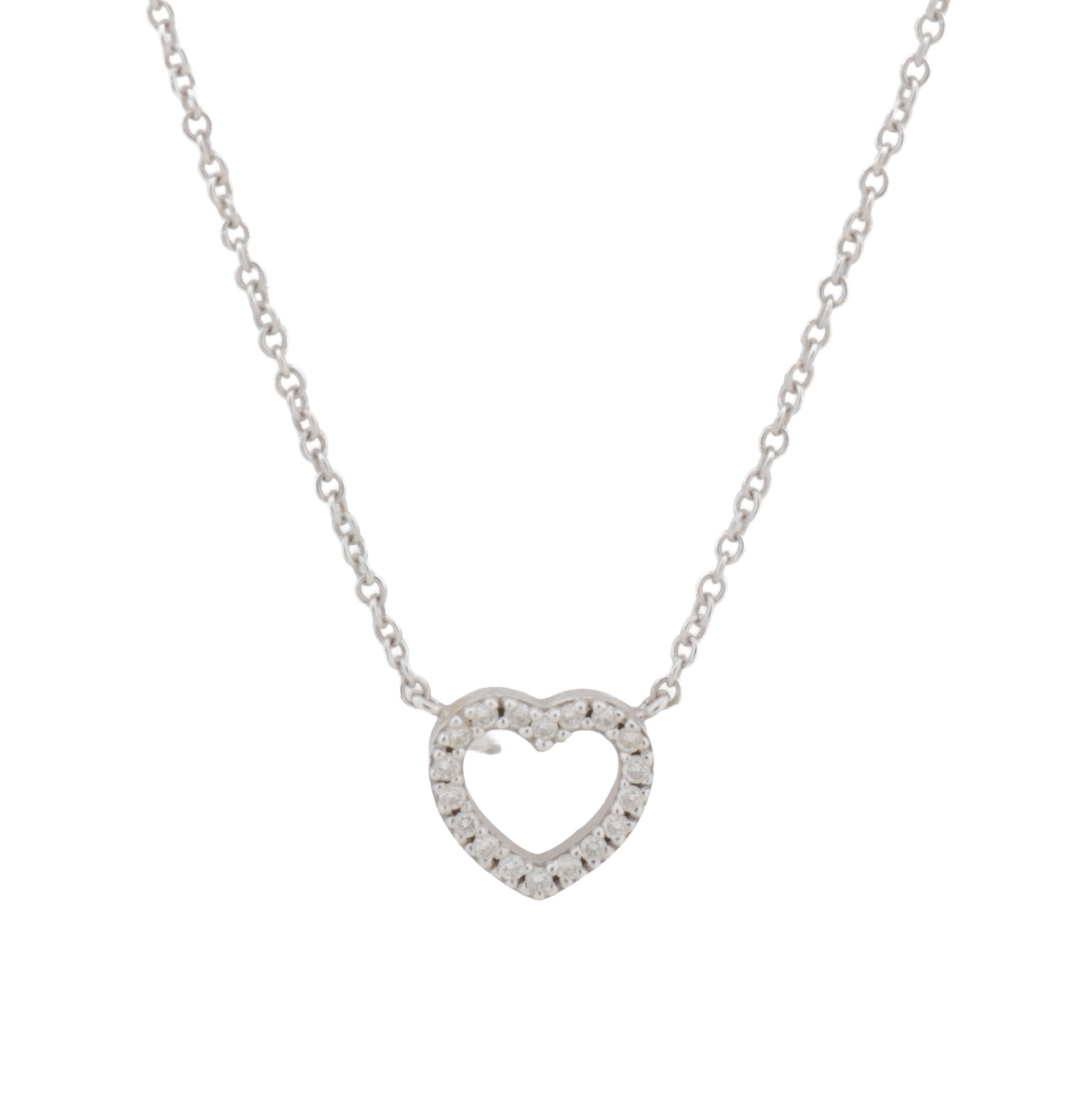 Tiffany & Co. | A white sapphire heart pendant necklace White metal: Tiffany & Co. | A white sapphire heart pendant necklace White metal Set with circular-cut white sapphires, signed, stamped 750, with pouch, length 39.0cm