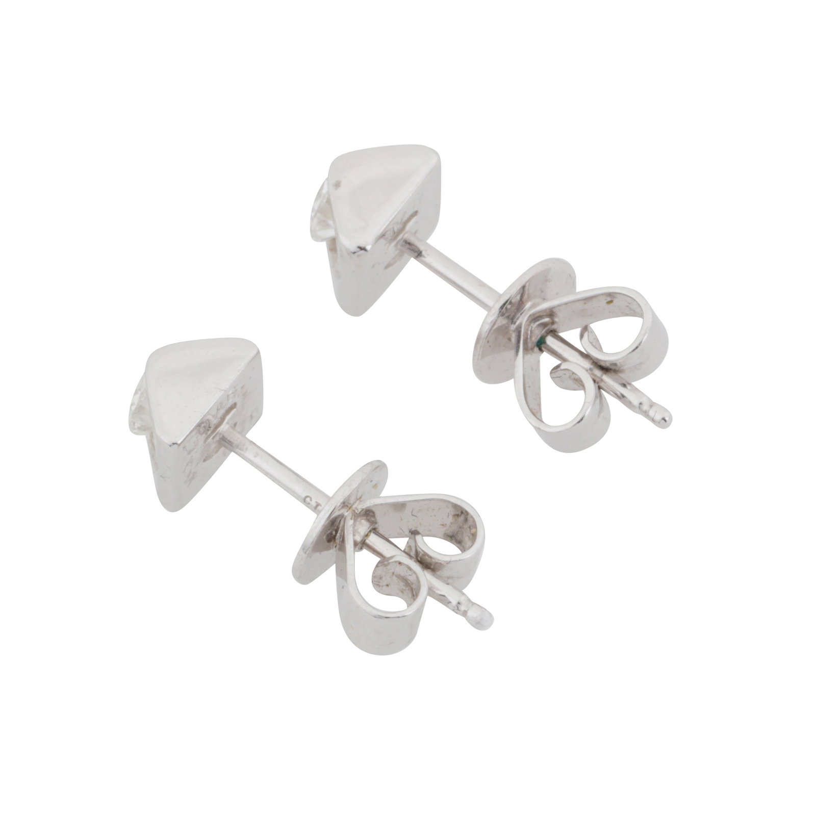 A pair of diamond stud earrings White metal - 2