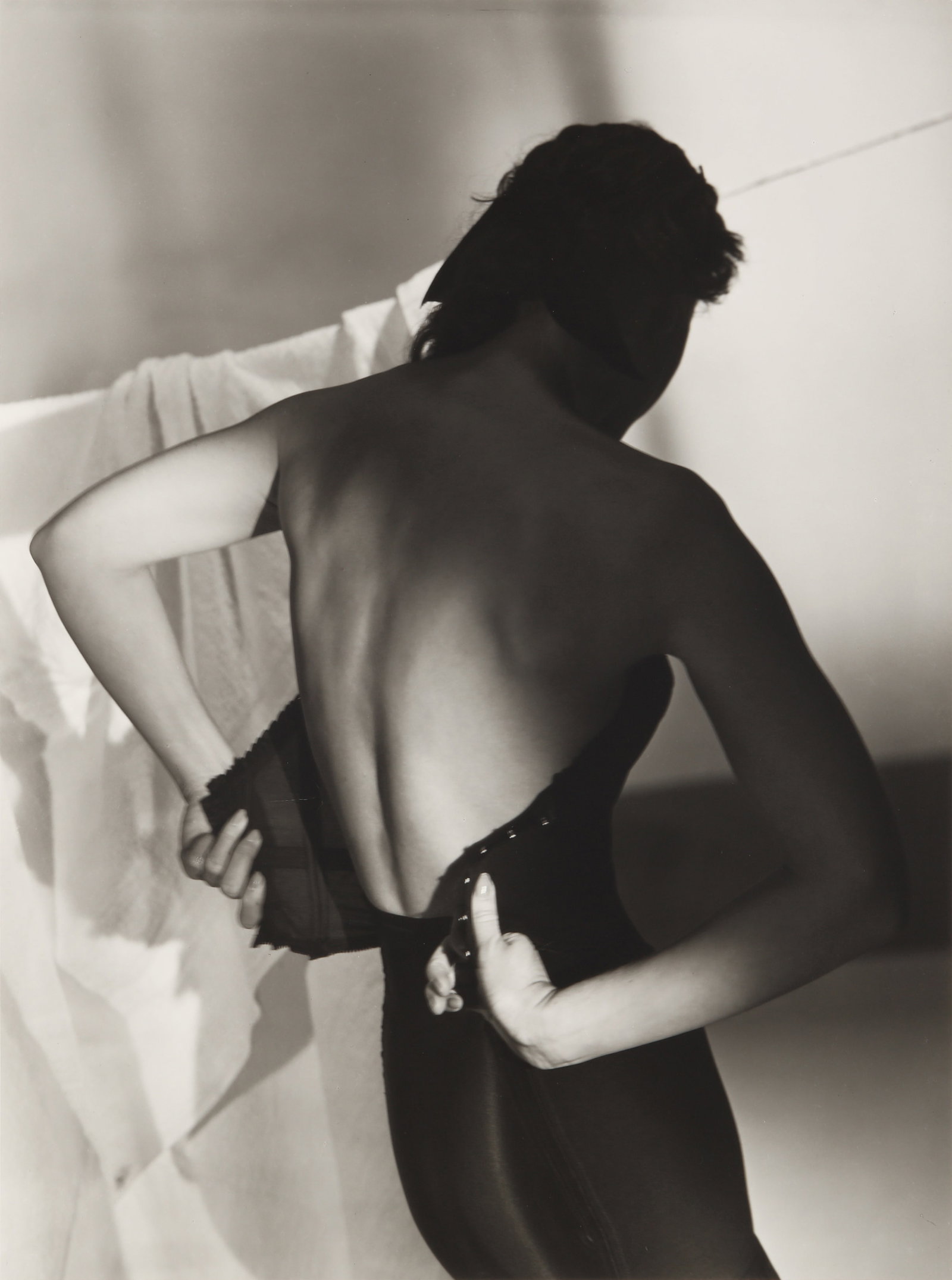 Horst P. Horst (1906-1999) Black Corset, New York, 1948: Silver gelatin print, printed later, image size 46.2 x 35cm, sheet size 51.5 x 40.4cm, photographer's blind stamp in the margin, signed by the photographer in pencil, titled and dated in pencil with p