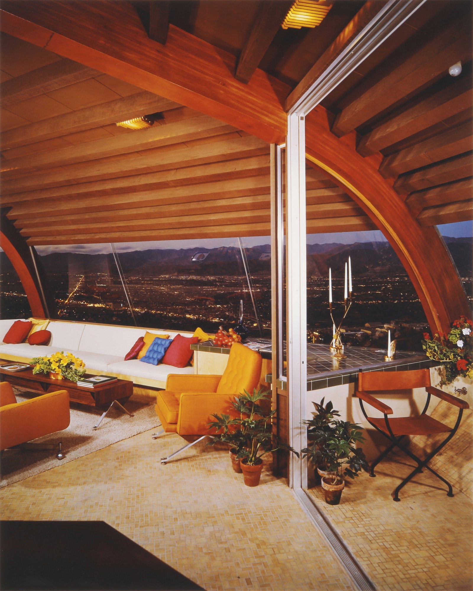 Julius Shulman (1909-2010) John Lautner, Malin residence, Chemosphere House, Interior, Los Angeles,: Chromogenic print, printed later, image size 50.2 x 40.5cm, sheet size 61 x 51cm, signed and dated by the photographer in ink verso.