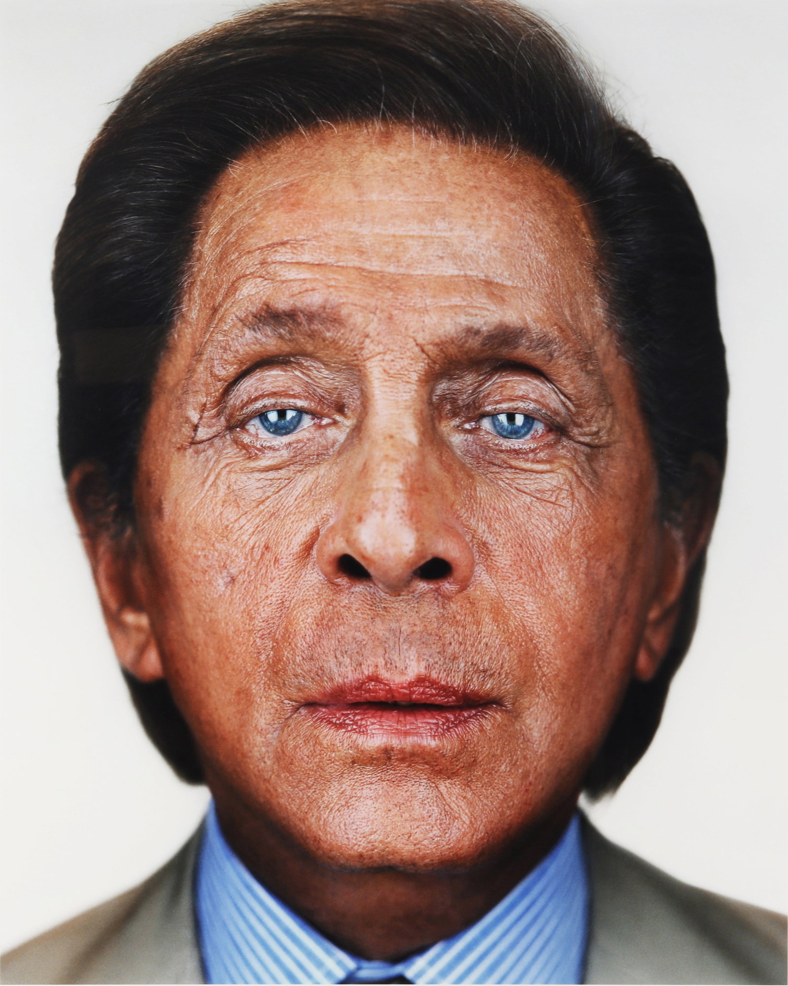 § Martin Schoeller (b.1968) Valentino, from the series 'Close Up', 2005: Chromogenic print, printed 2012, image size 89 x 71.3cm, sheet size 109 x 89cm, signed in ink with typed titlde, dated and edition 4/7 on the photographer's label affixed verso. Framed, frame size 112