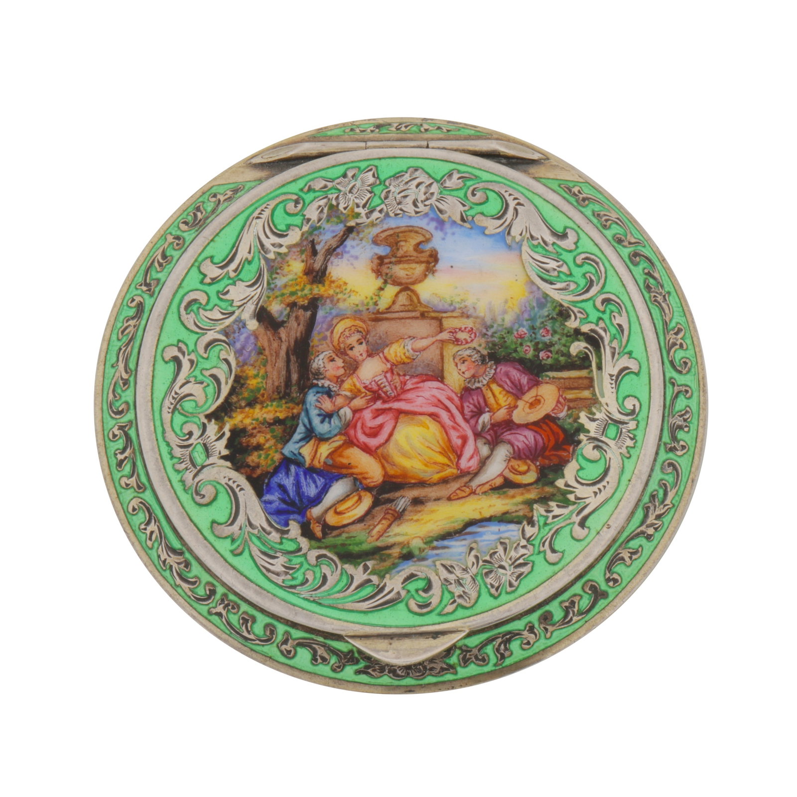 Austrian circa 1930 An early 20th century Austrian 935 standard silver and enamel compact (1 of 5)