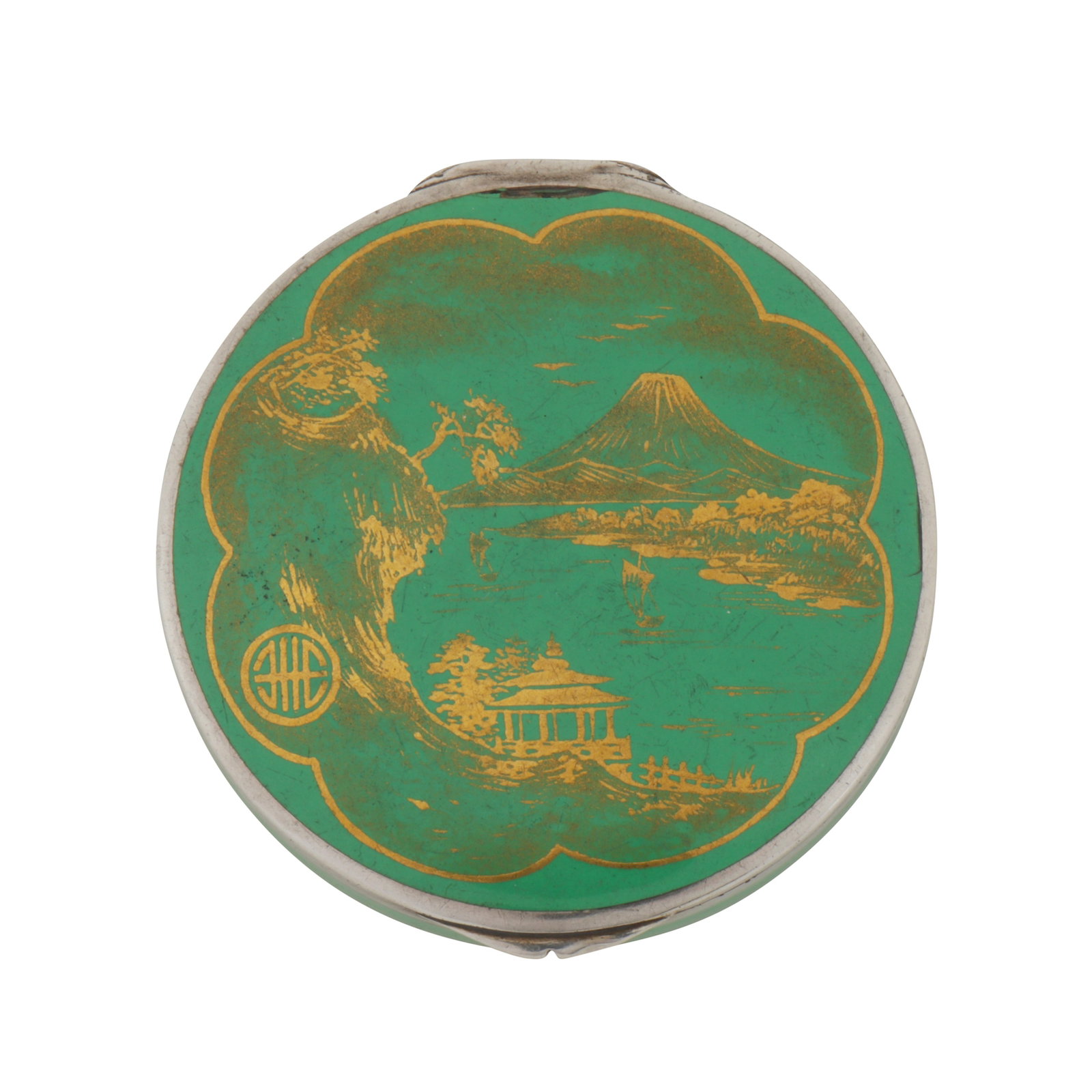 Possibly pforzheim circa 1925, import marks for London 1926 by George Stockwell An early 20th: Possibly pforzheim circa 1925, import marks for London 1926 by George Stockwell An early 20th century sterling silver and enamel compact Of circular form, with a hinged lid. The lid and sides with opa