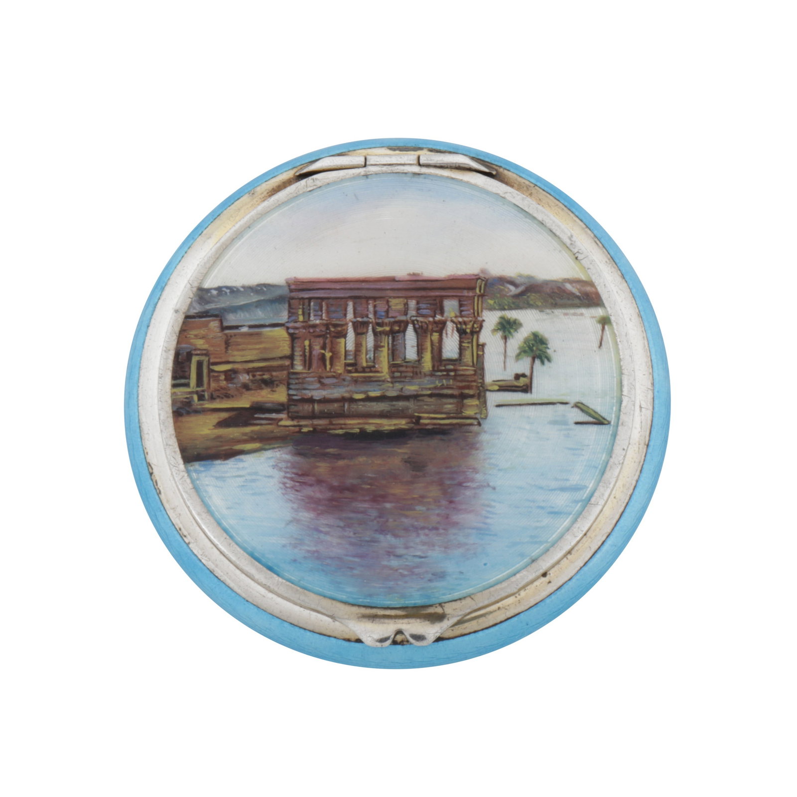 Pforzheim circa 1930 An early 20th century possibly German 935 standard and guilloche enamel compact (1 of 5)
