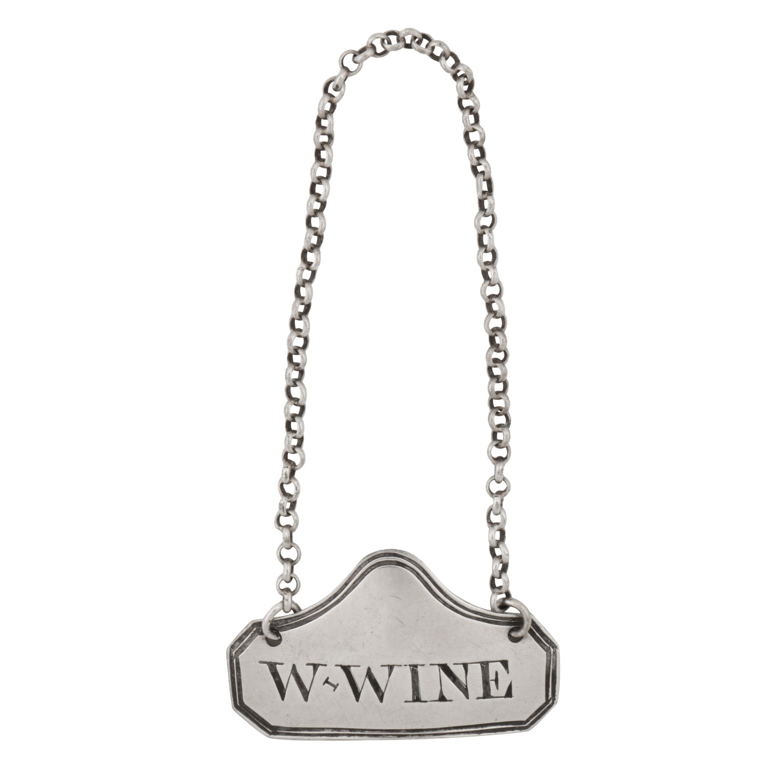 London 1804 by Elizabeth Morley A George III sterling silver wine or decanter label (1 of 2)