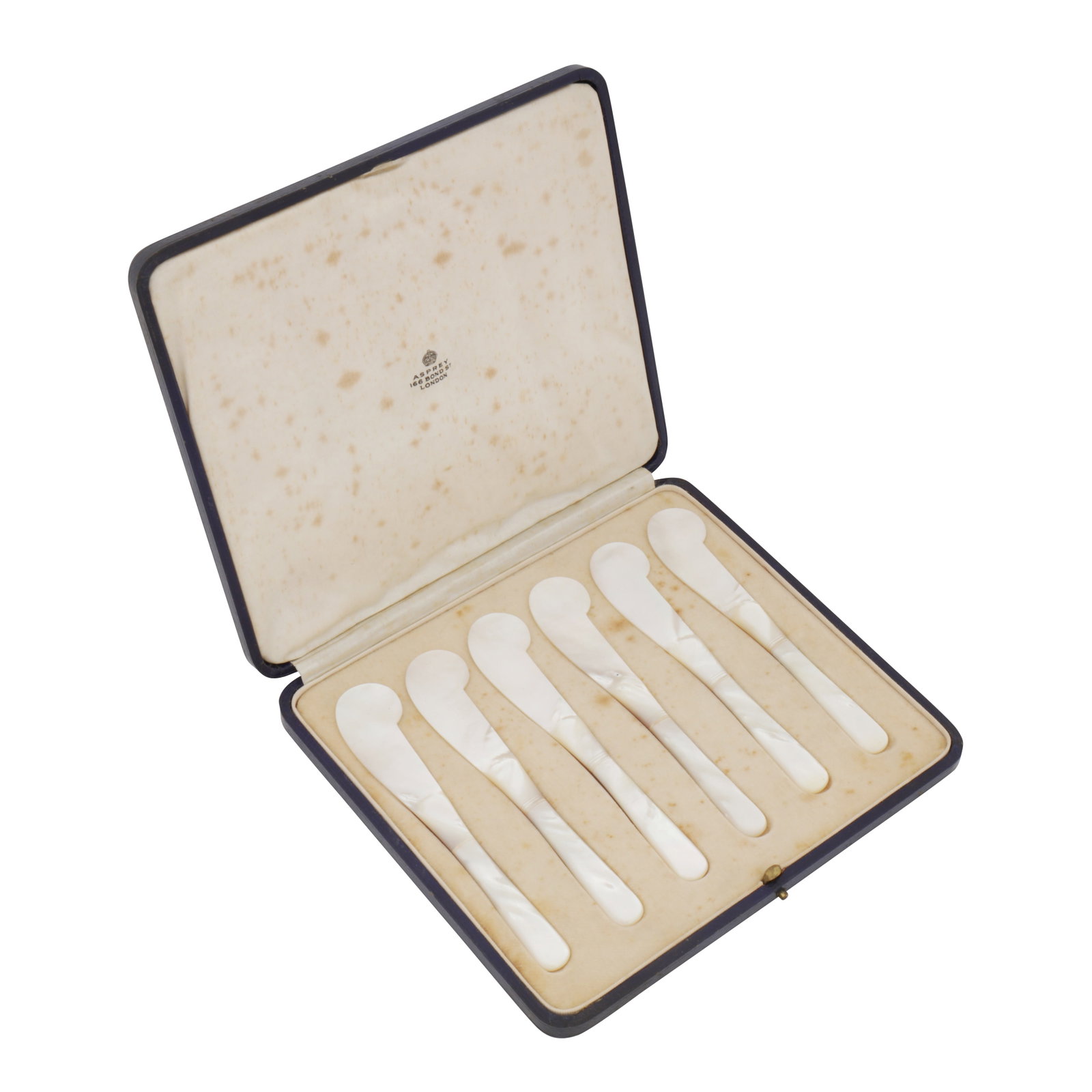 English circa 1920 retailed by Asprey A cased set of early 20th century George V mother of pearl (1 of 3)
