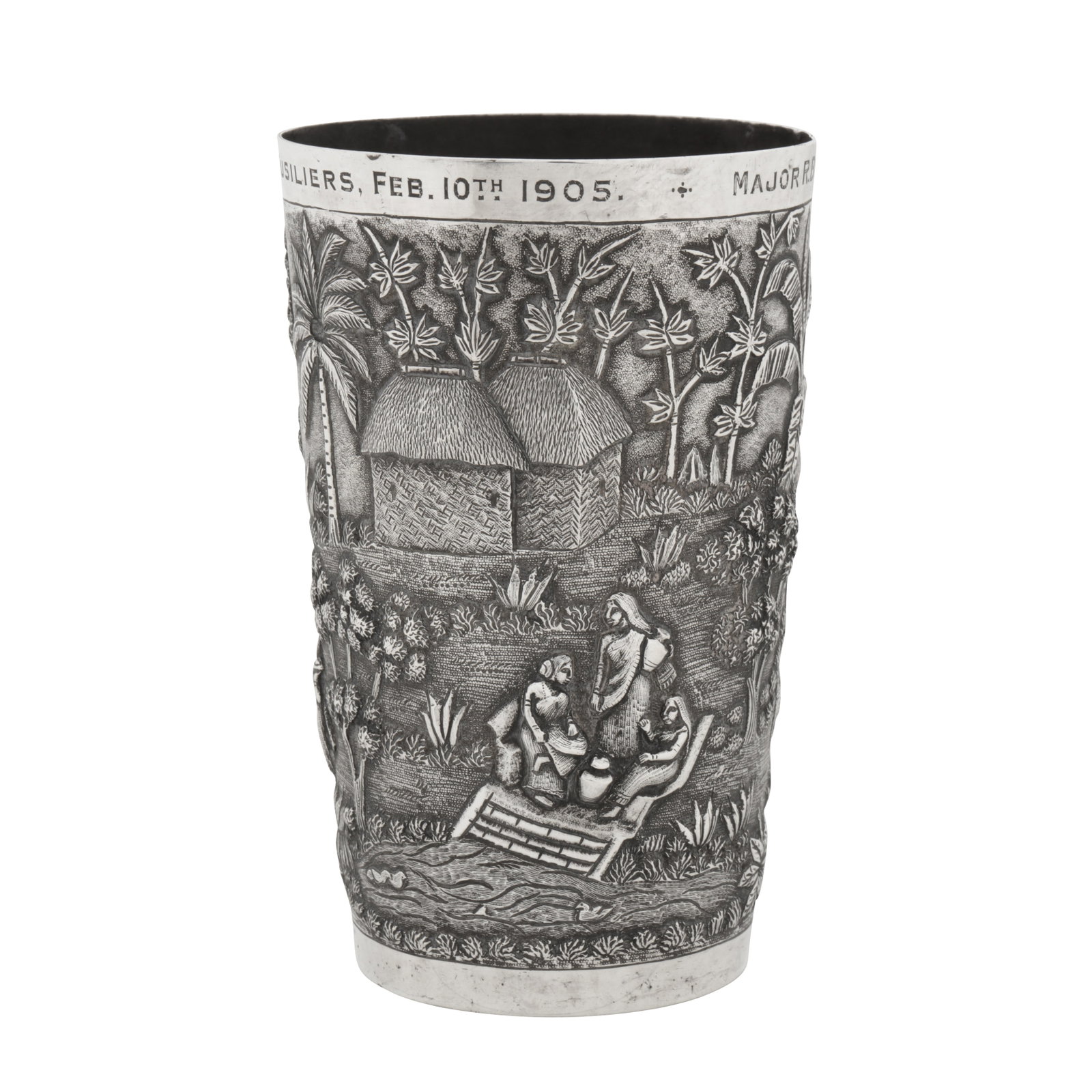 Calcutta dated 1905 An early 20th century Anglo-Indian unmarked silver beaker (1 of 4)