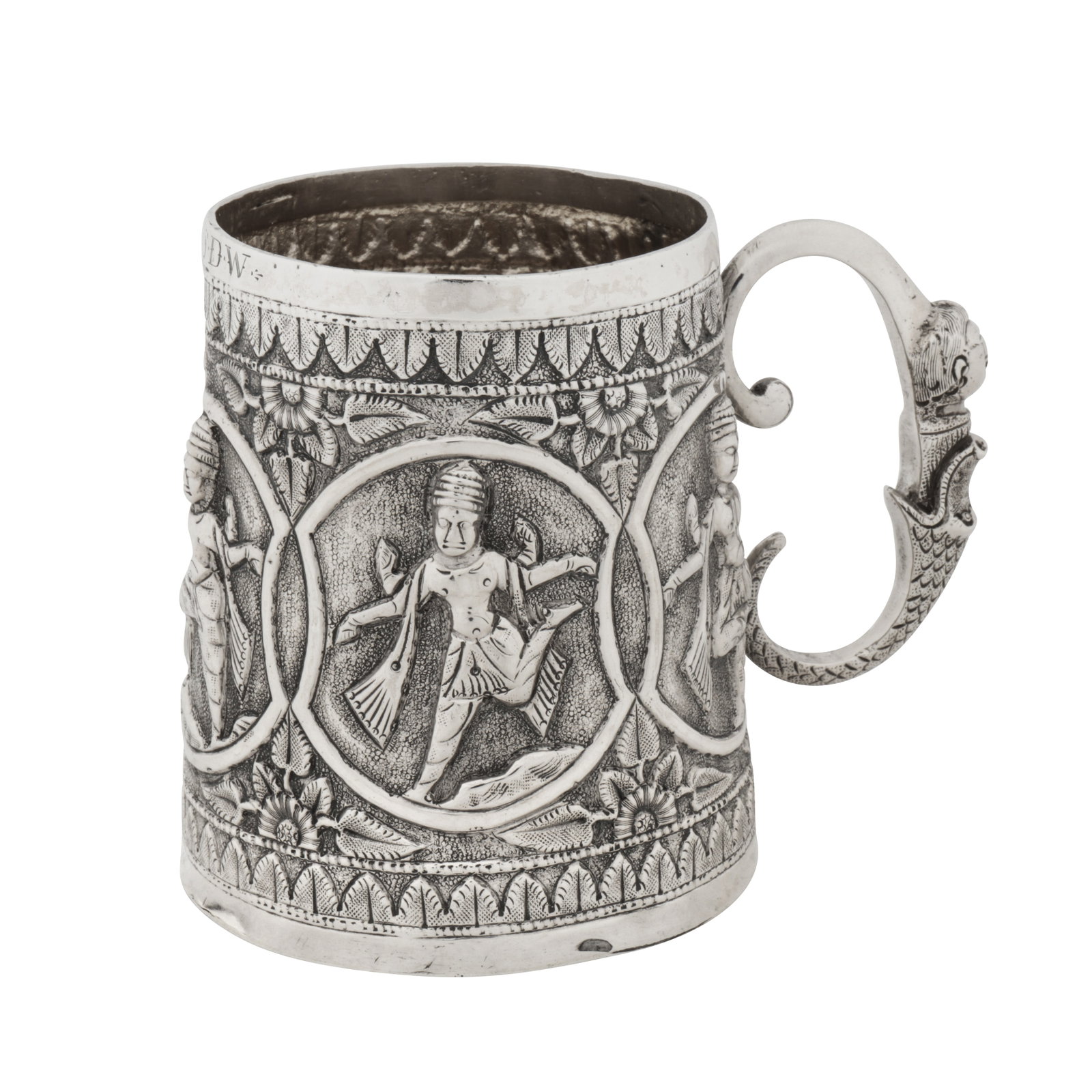 Bombay circa 1910 An early 20th century Anglo-Indian unmarked silver christening small mug (1 of 6)