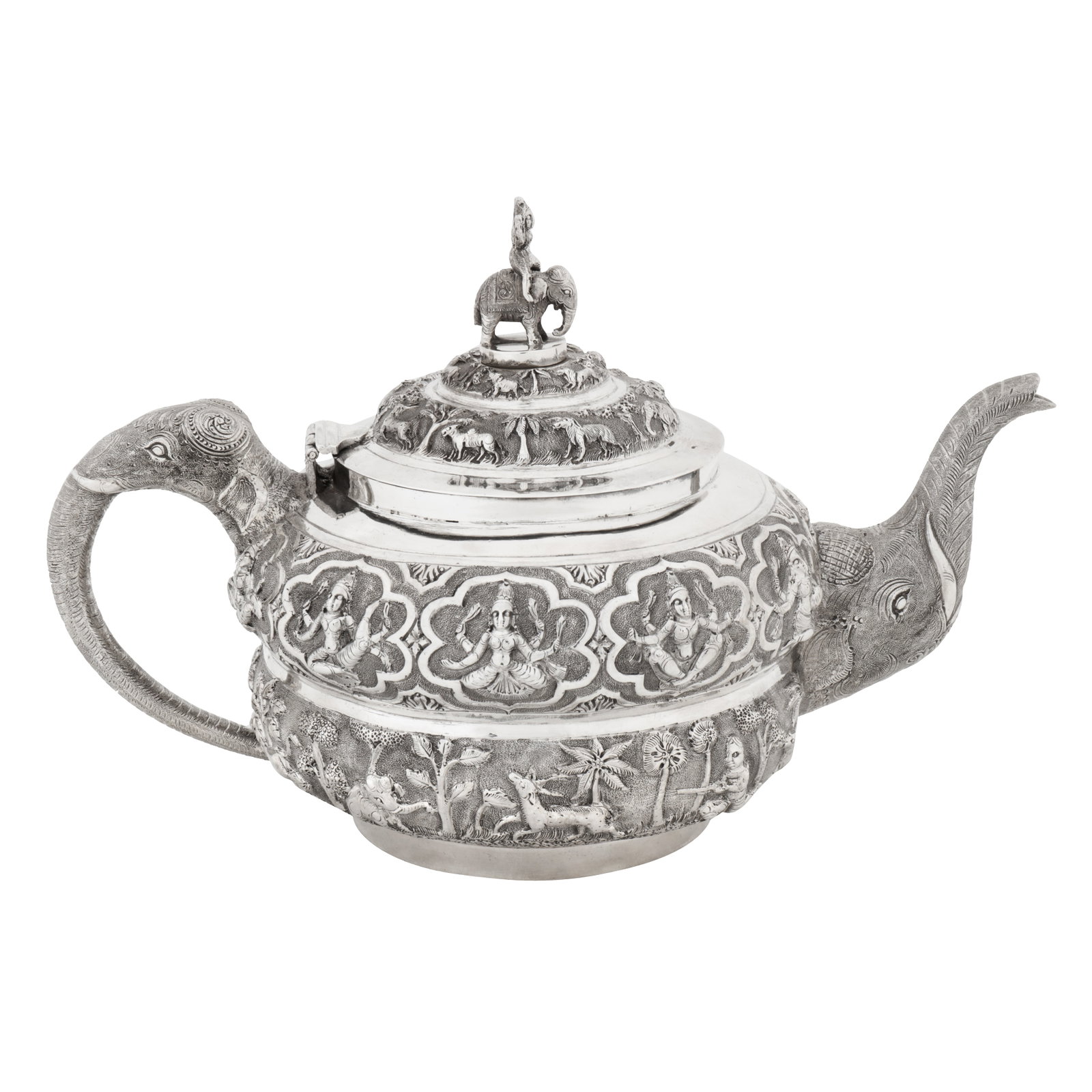 Bombay circa 1920 An early 20th century Anglo-Indian unmarked silver teapot (1 of 7)