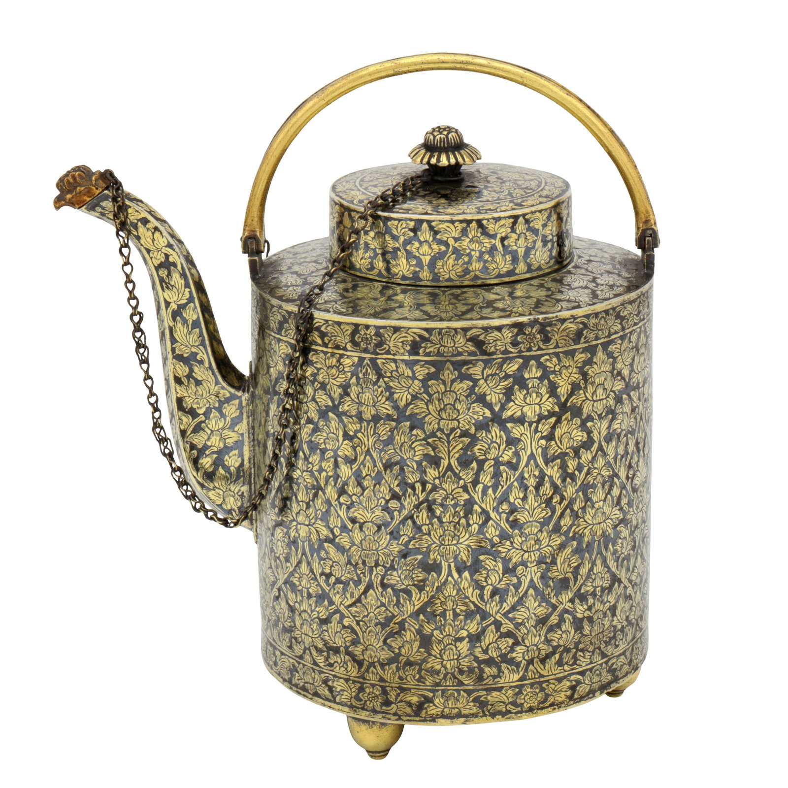 Nakon Sri Thammarat circa 1860 A fine mid-19th century Thai (Siamese) silver gilt and niello water (1 of 15)