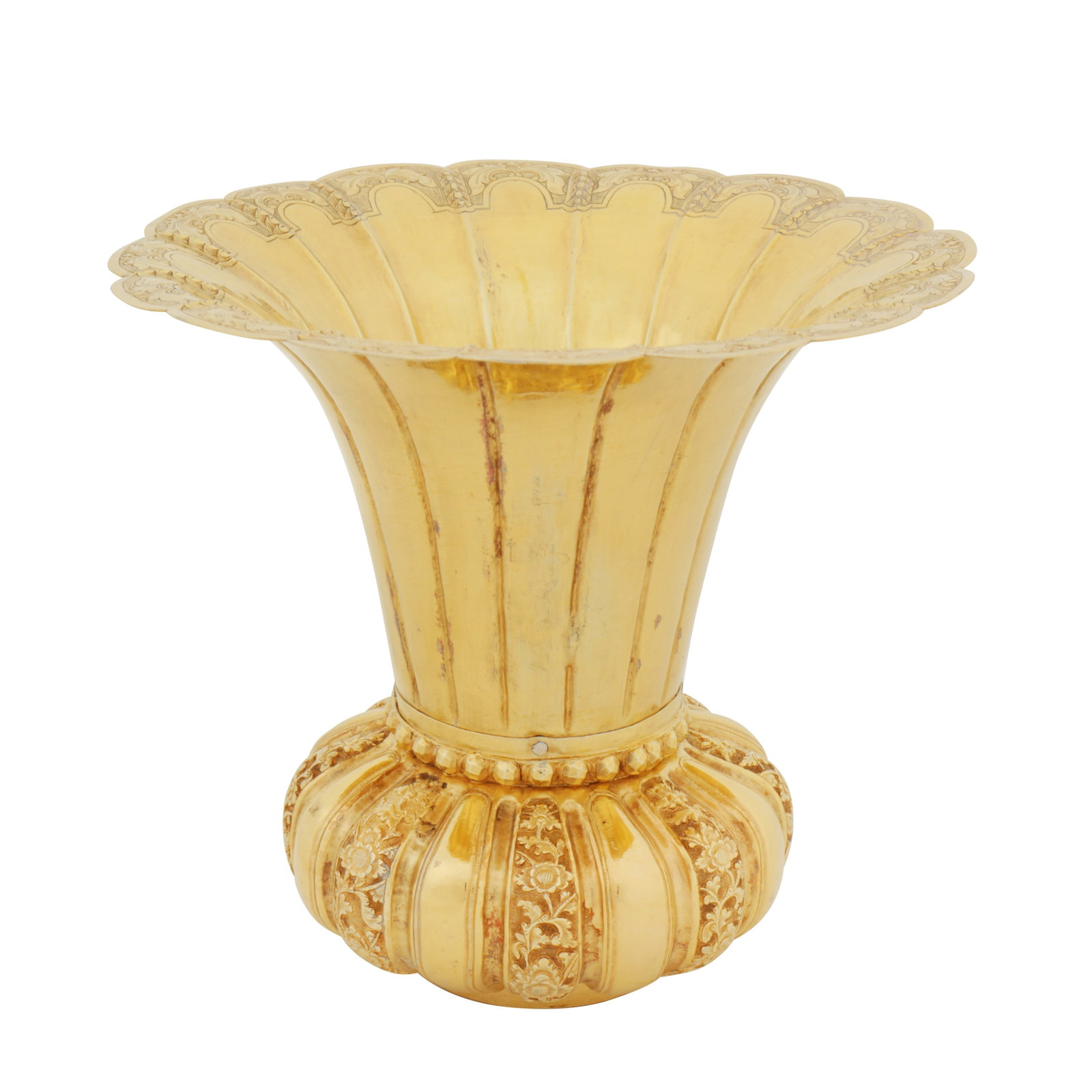 Riau, 19th century A Malaysian (Malay) silver gilt spitton (1 of 6)