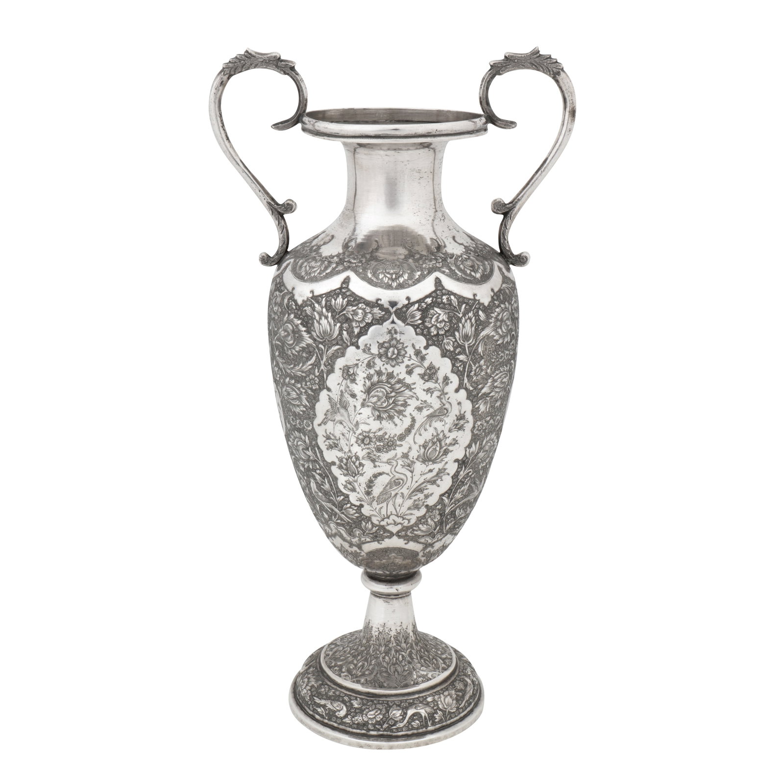 Isfahan circa 1950 marked Reza A mid-20th century Persian (Iranian) silver twin handled vase (1 of 5)