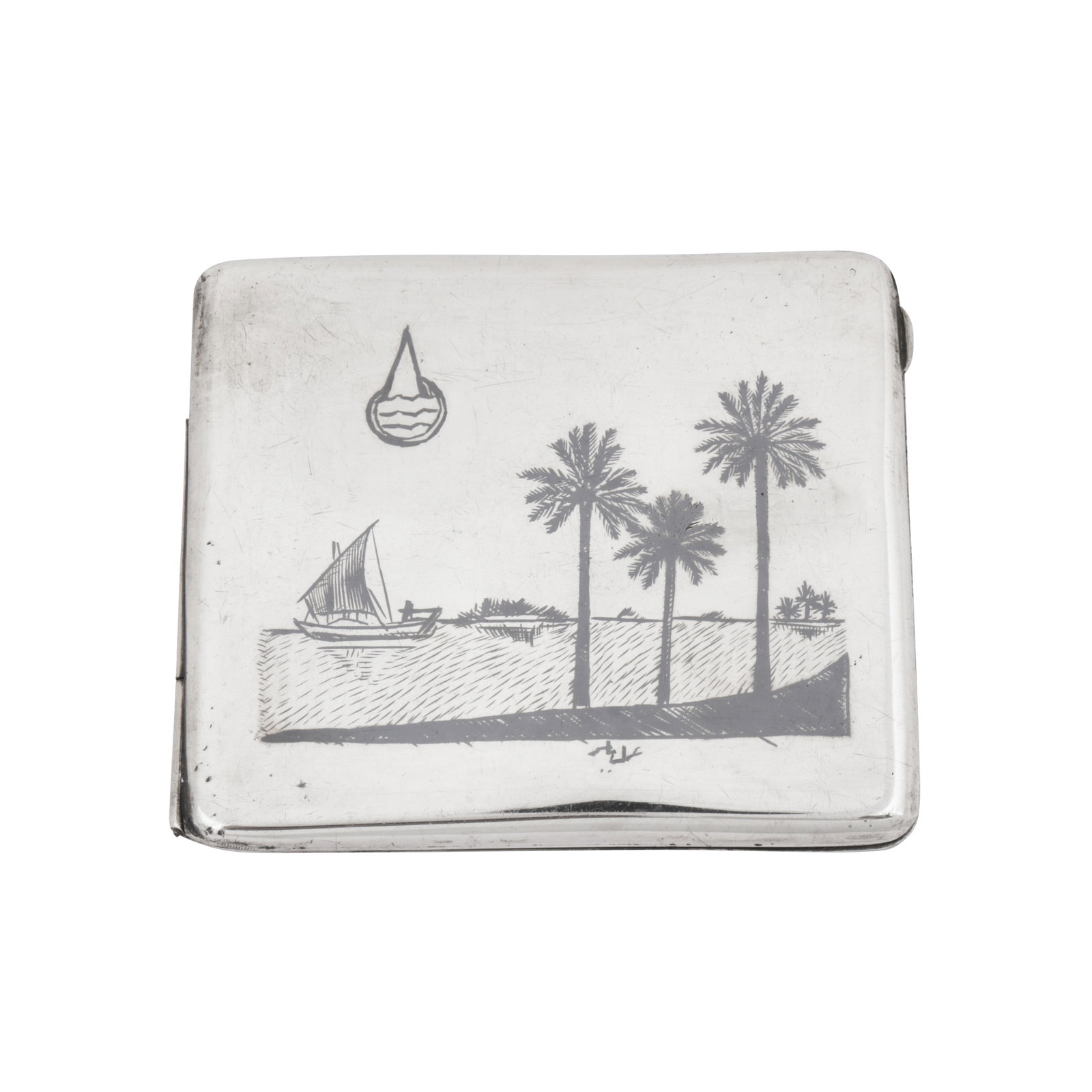 Omara circa 1930 An early 20th century Iraqi silver and niello cigarette case (1 of 4)