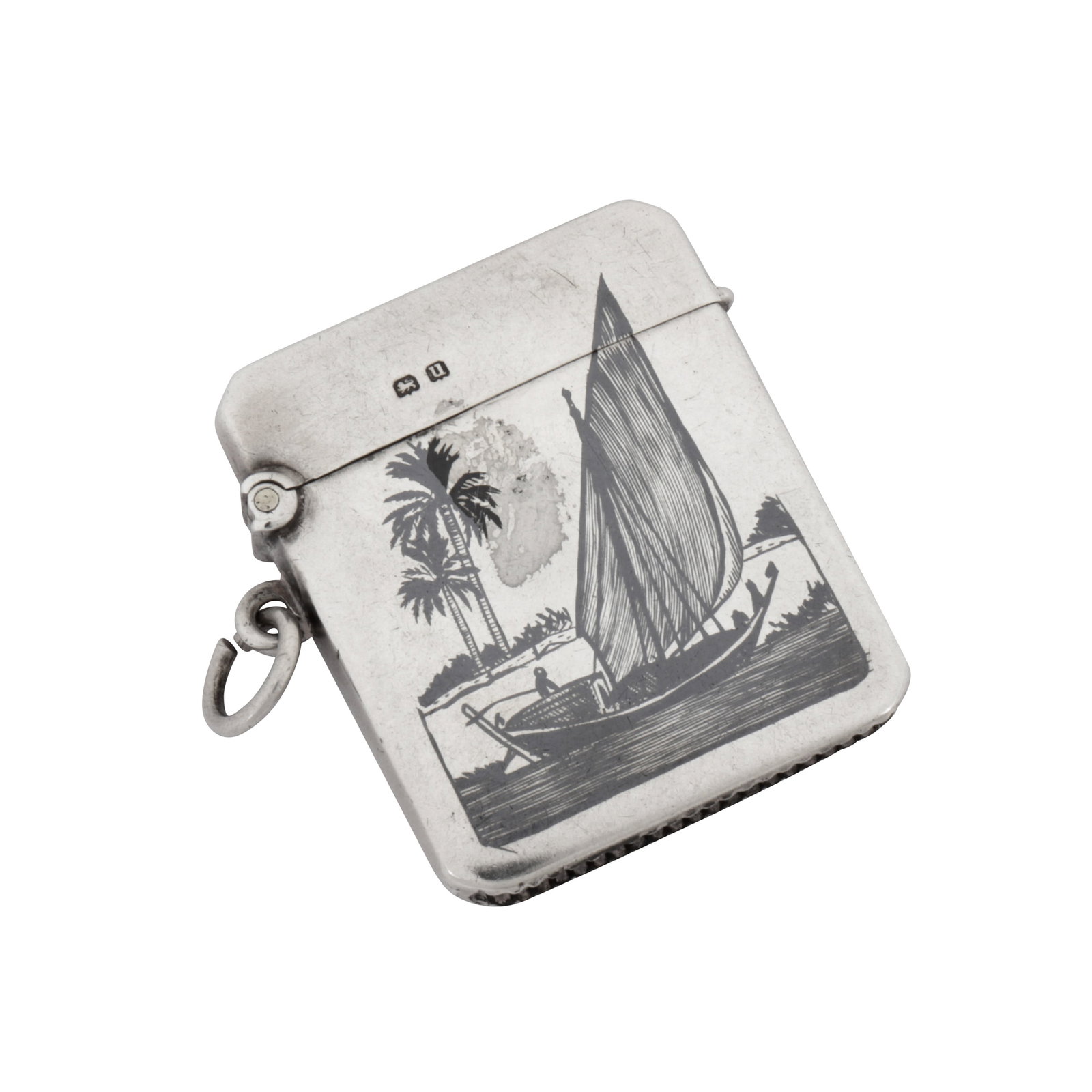 Birmingham 1919 by William Henry Sparrow A George V sterling silver vesta case with later Iraqi (1 of 5)