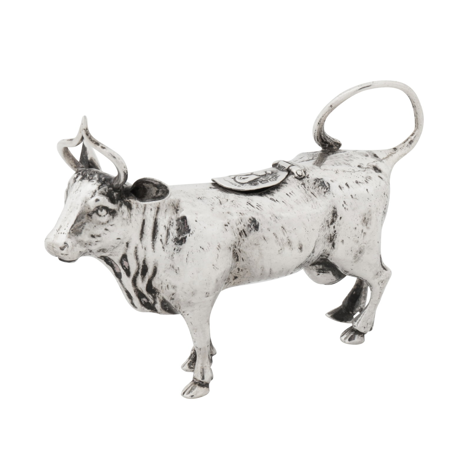 Dutch, with import marks for London 1898 by William Moering A late 19th century silver small cow: Dutch, with import marks for London 1898 by William Moering A late 19th century silver small cow creamer jug Of conventional form, with hinged lid with bee on back. Fully marked underneath. Length –