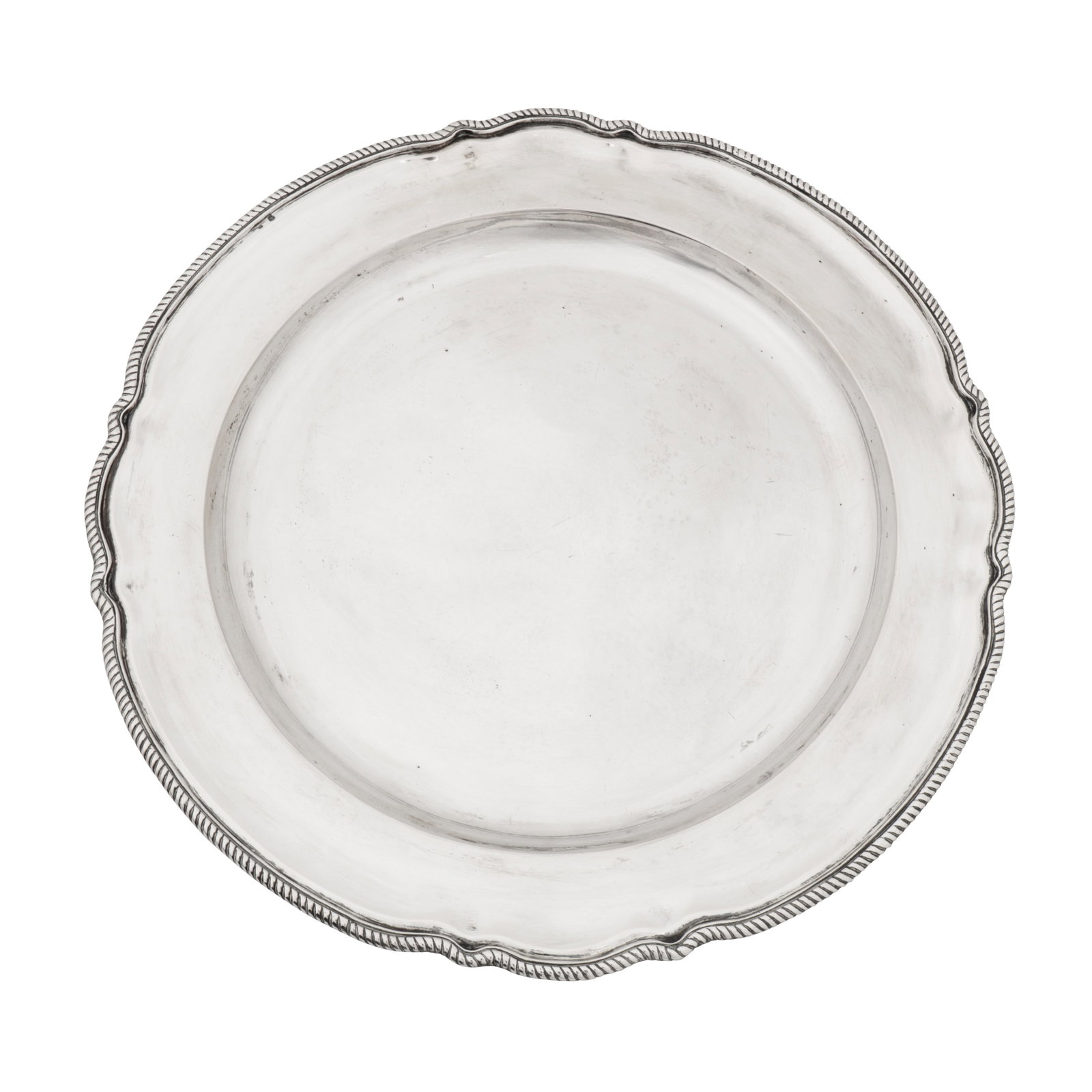 Budapest circa 1920 An early 20th century Hungarian 800 standard silver tray: Budapest circa 1920 An early 20th century Hungarian 800 standard silver tray Of shaped circular form with a gadrooned rim. Marked to rim. Diameter - 35.7 cm / 13.8 inches Weight – 977 grams / 31.41 
