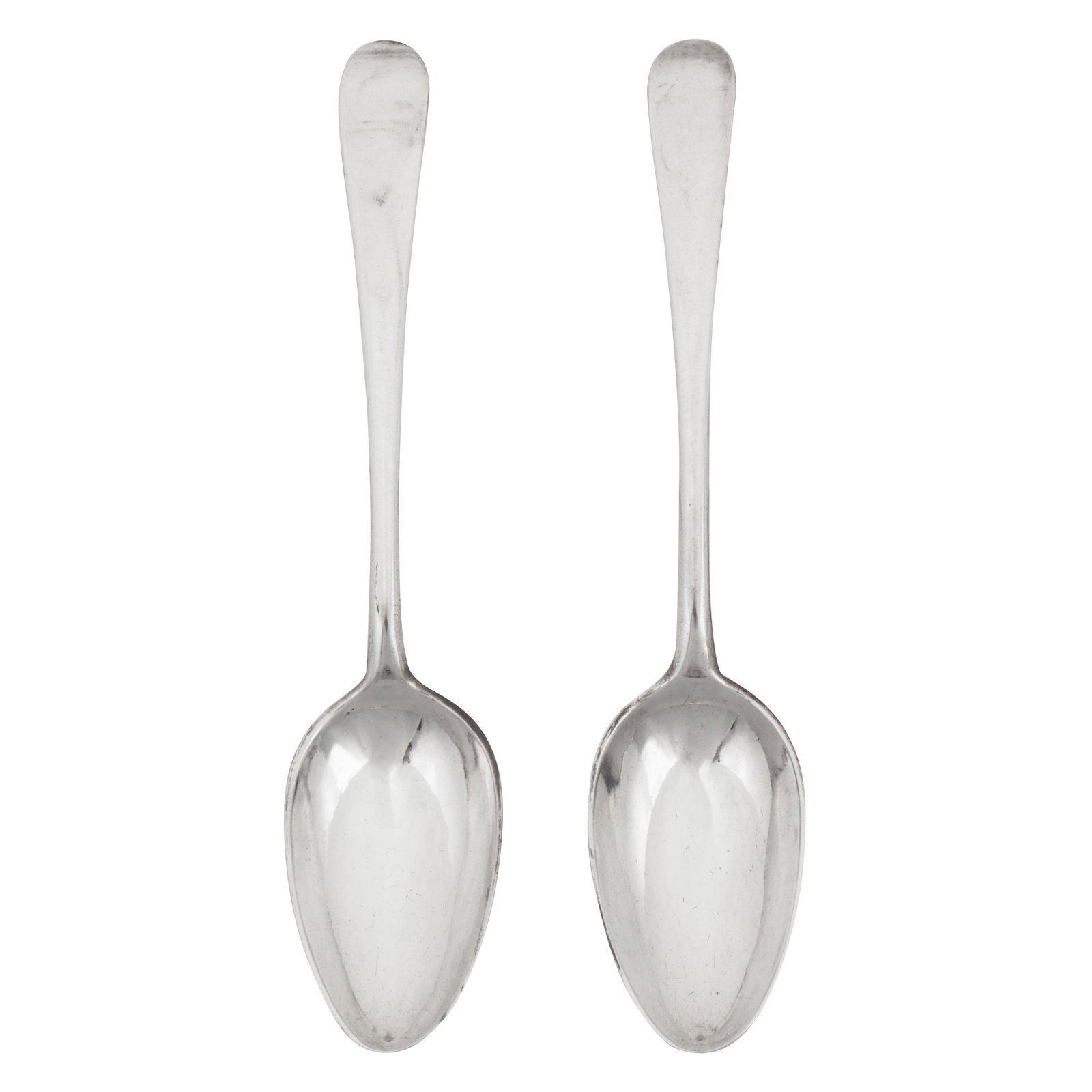 Quebec circa 1800 by Laurent Amiot (1764-1839) A pair of late 18th / early 19th century Canadian: Quebec circa 1800 by Laurent Amiot (1764-1839) A pair of late 18th / early 19th century Canadian colonial silver tablespoons Old English pattern, virginal.. Each marked twice LA with a pellet above. (