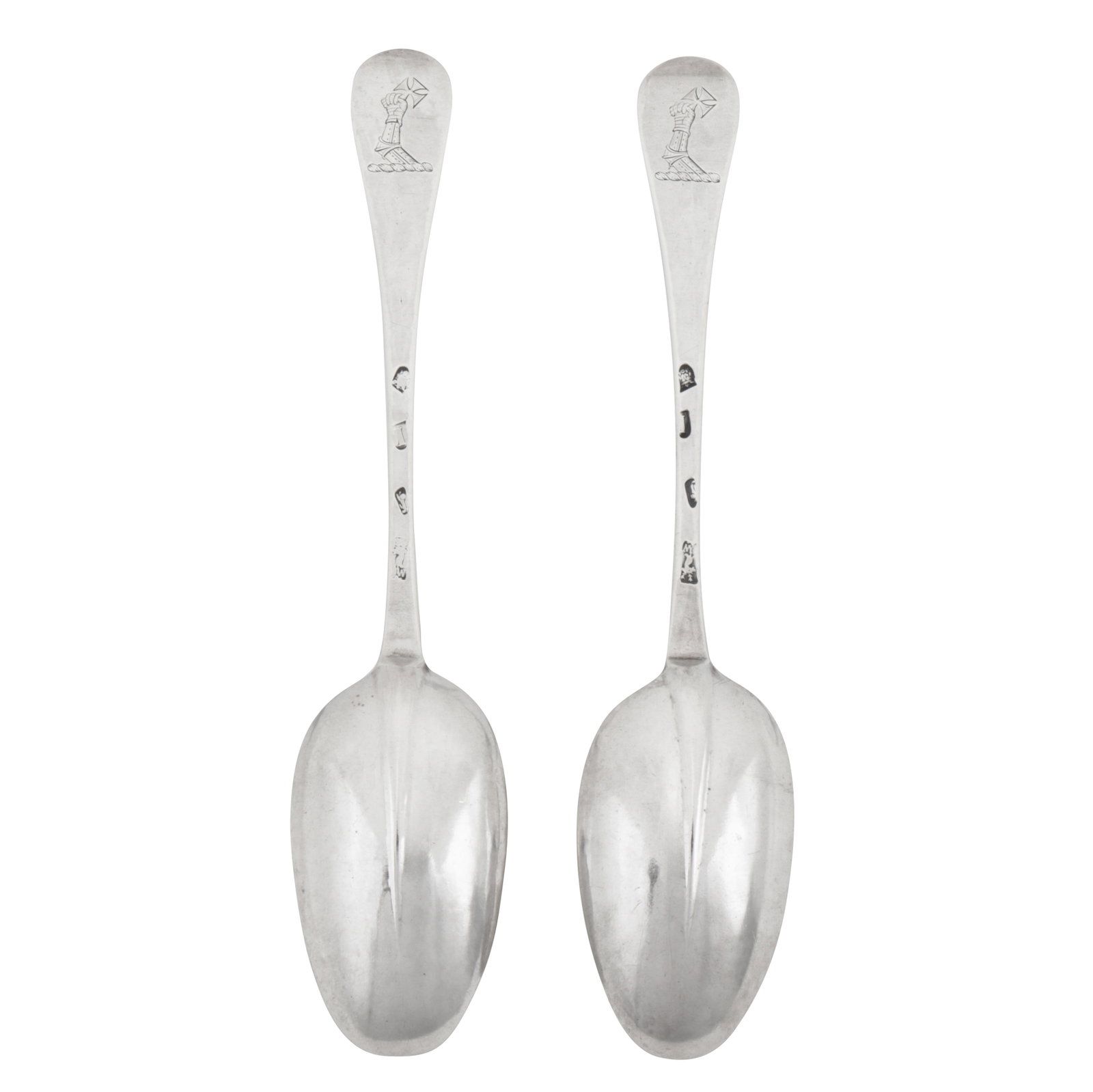London 1724 by Benjamin Watts A pair of George I sterling silver tablespoons (1 of 3)