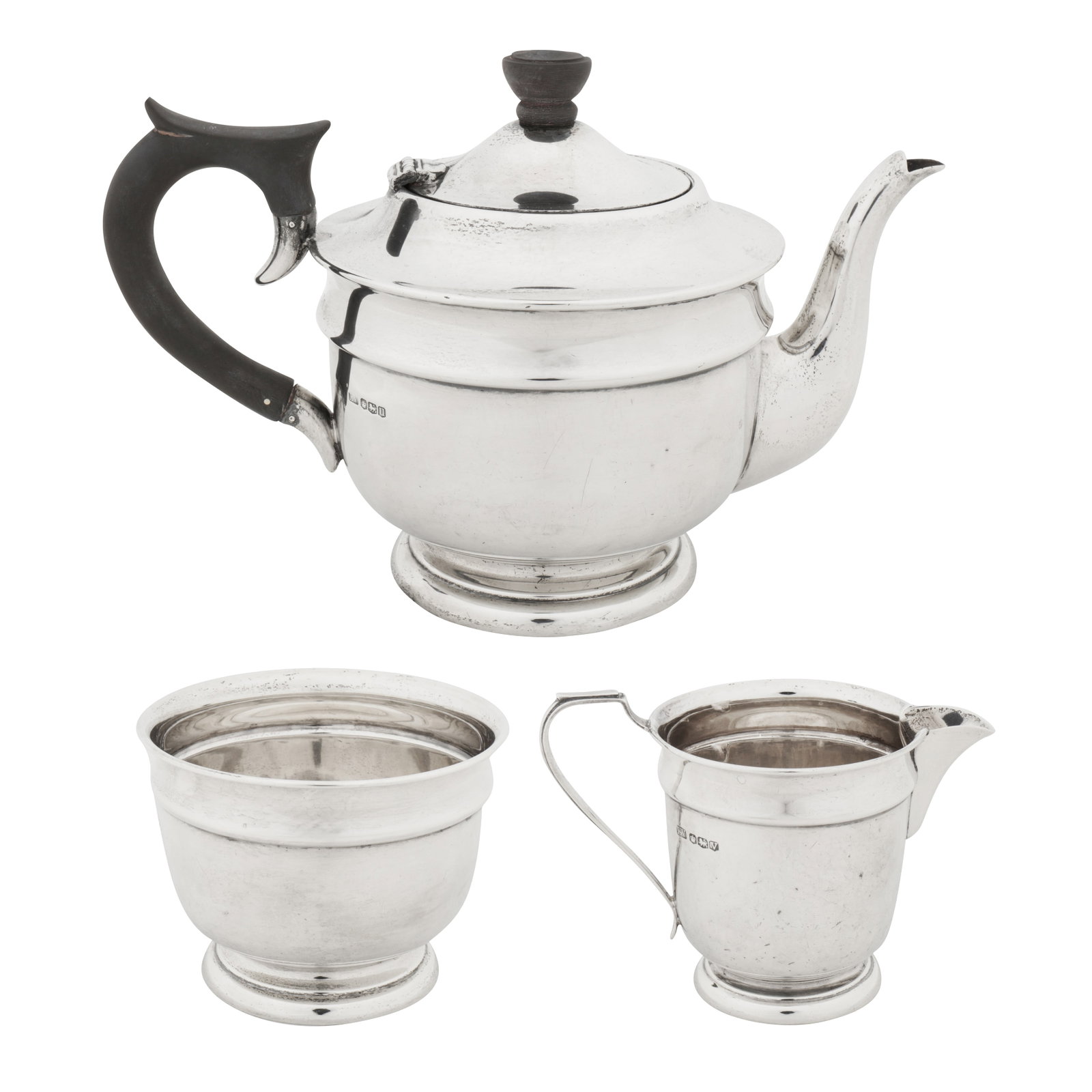 Sheffield 1937/38 by E Viner A George VI sterling silver three-piece tea service (1 of 7)