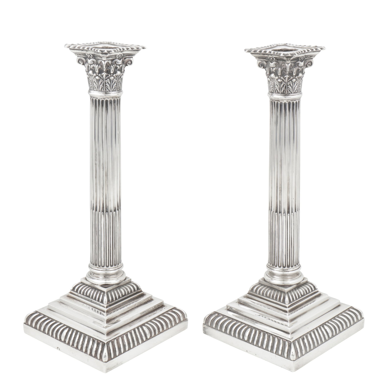 Sheffield 1926 by Hawkesworth, Eyre and Co A pair of George V sterling silver candlesticks (1 of 4)